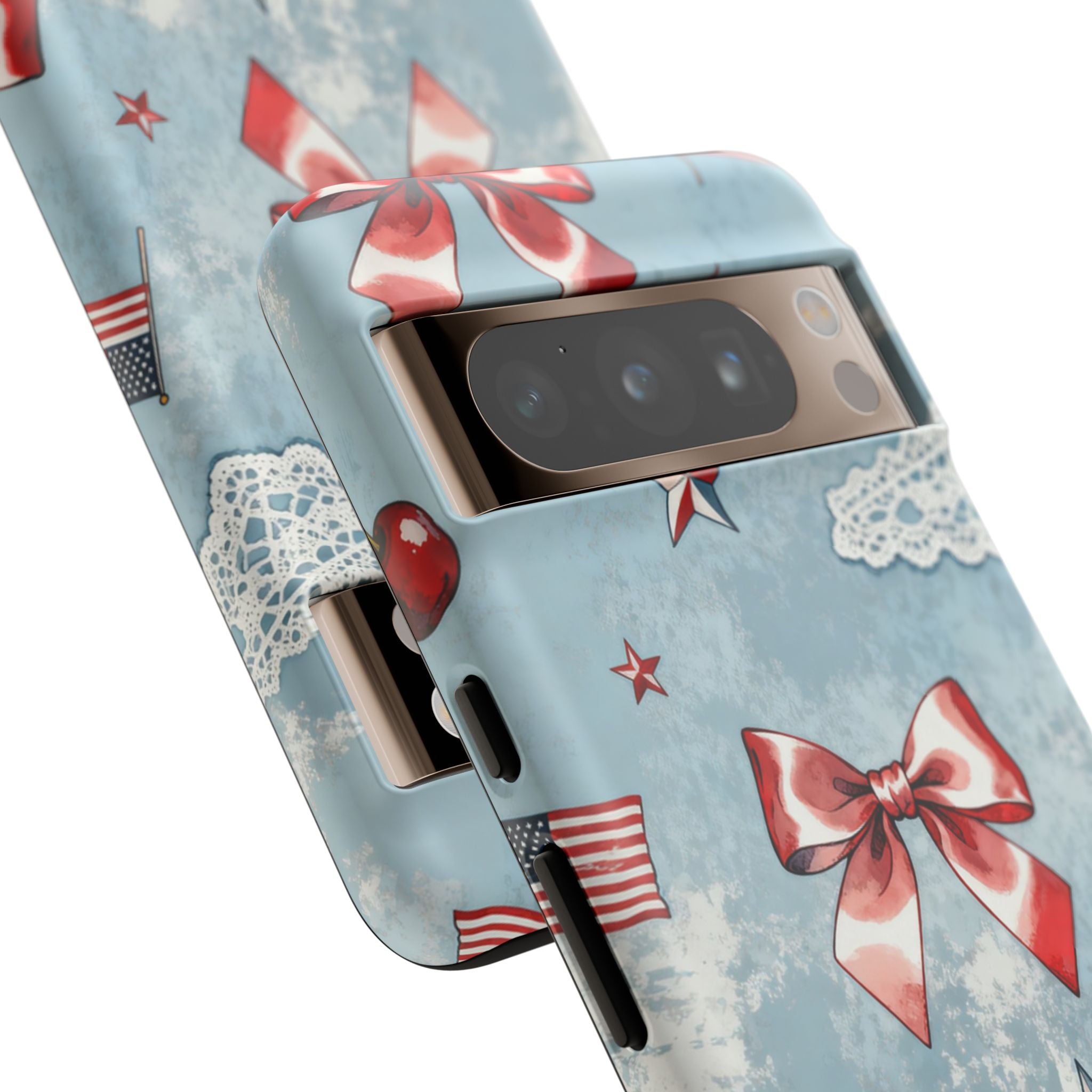 Americana Coquette Cherry Bow Phone Case Printify