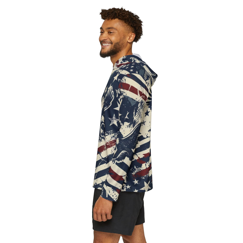 Liberty Eagle Performance Hoodie – Vintage Patriotic Hooded Sun Shirt Printify