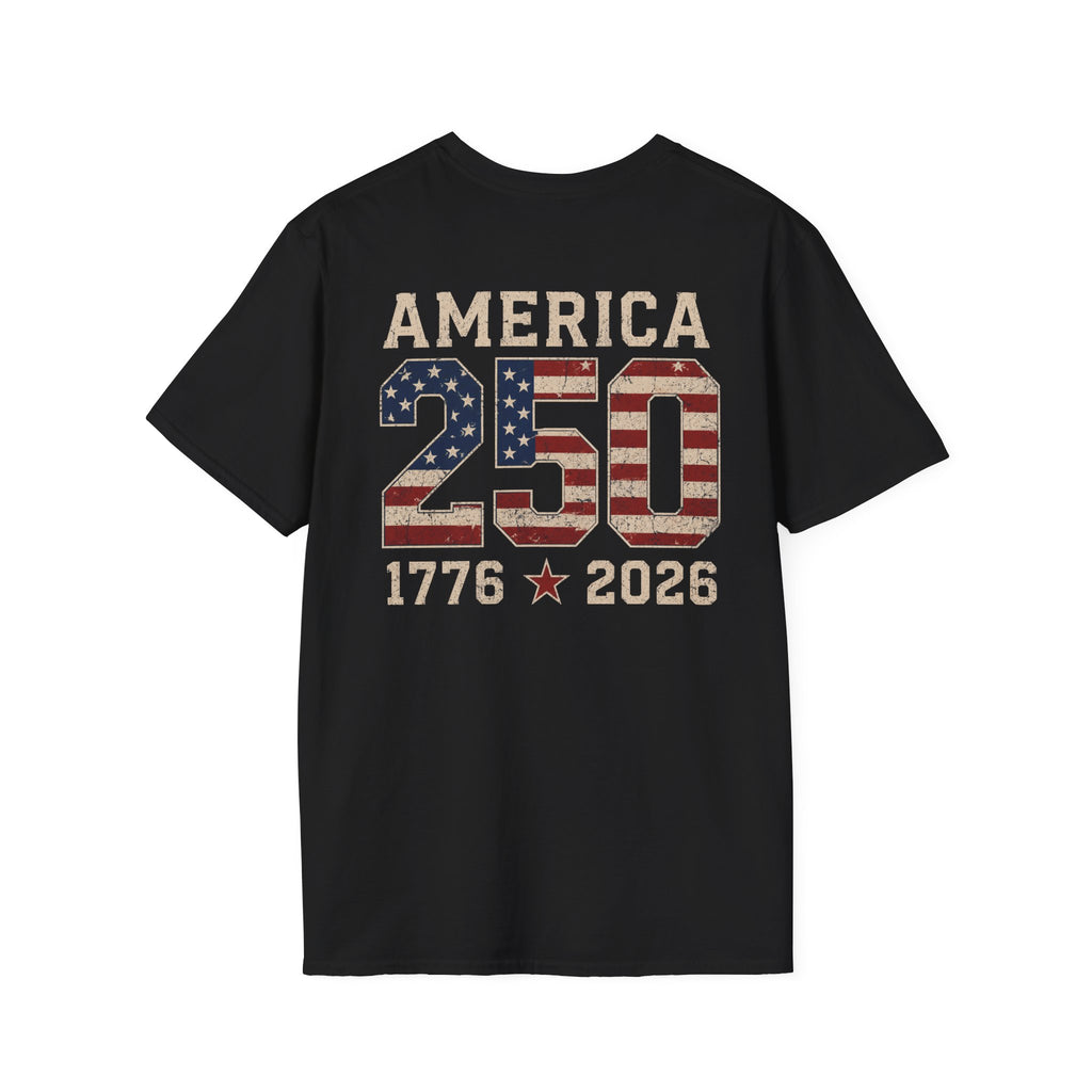 American Flag Pocket T-Shirt — "America's" Small Logo Patriotic Tee Printify