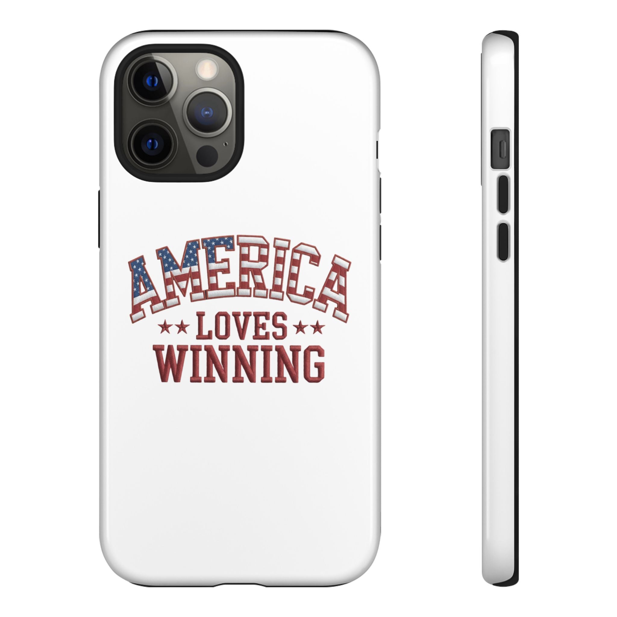 America Loves Winning Patriotic Phone Case – Tough Dual Layer iPhone & Samsung Galaxy S26 Case