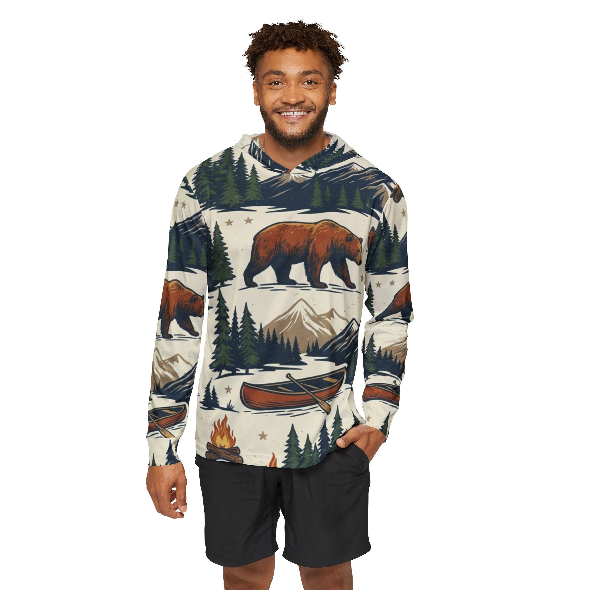 Wilderness Adventure Performance Hoodie – Rustic Outdoors Hooded Sun Shirt Printify