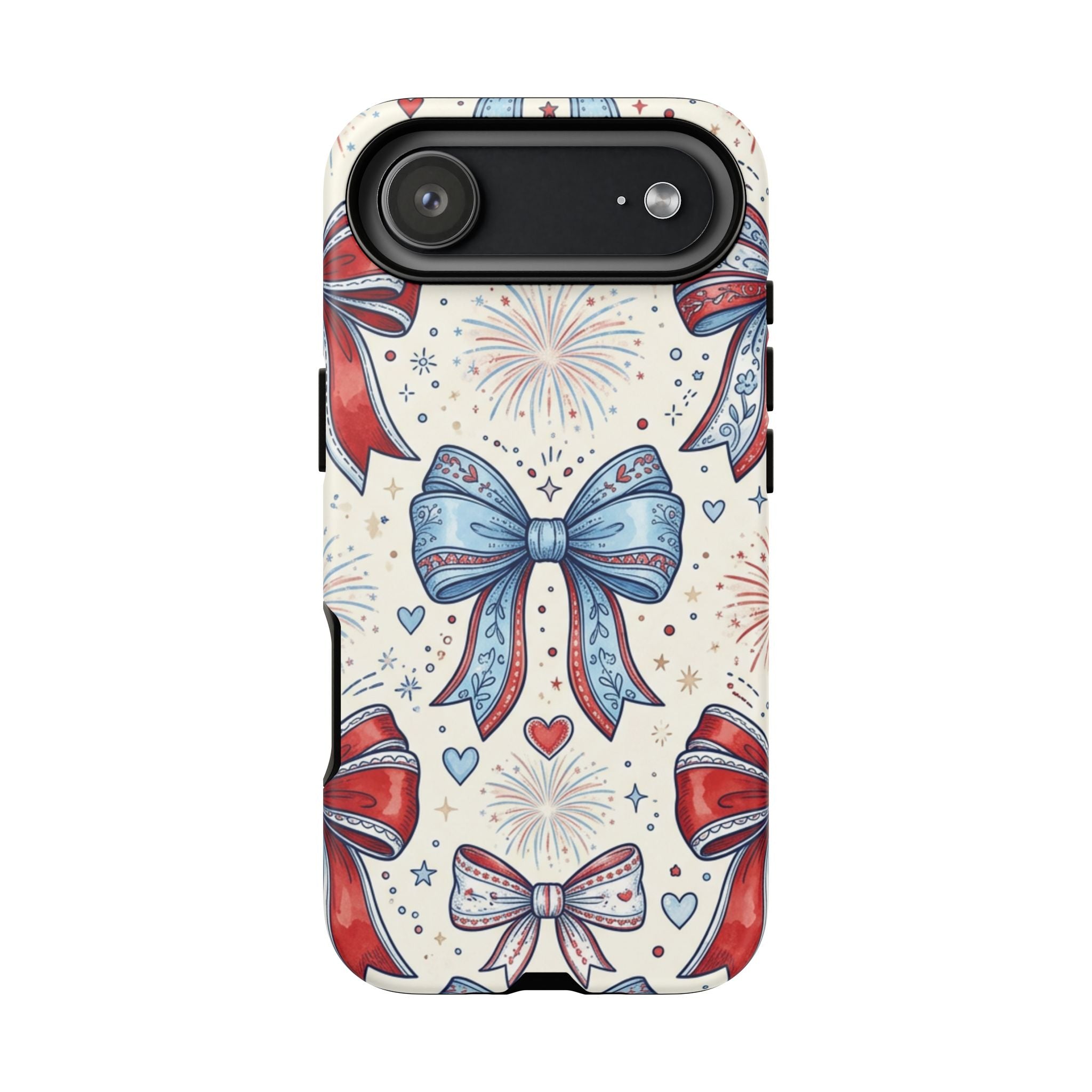 Patriotic Coquette Bows Phone Case – Americana Ribbon & Fireworks Design Printify