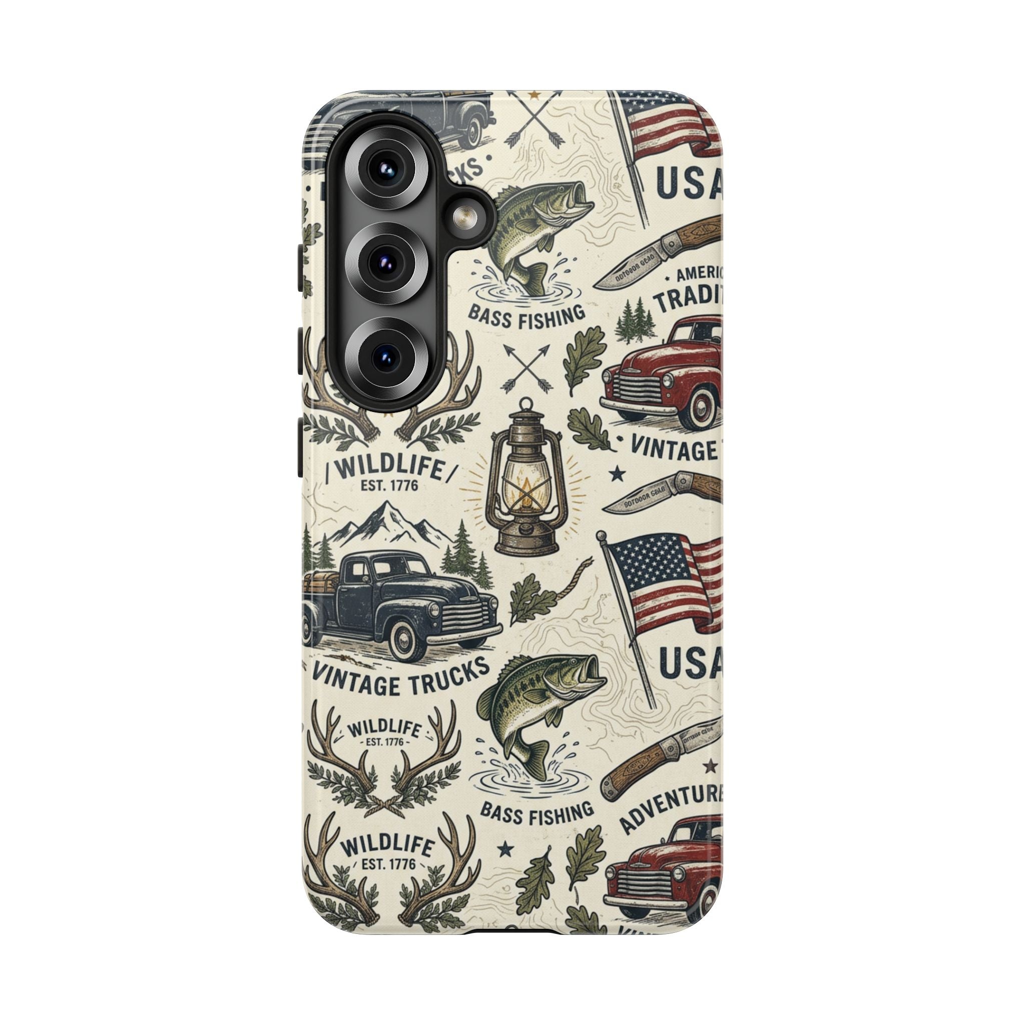 Patriotic Outdoors Phone Case – Bass Fishing & Vintage Americana Case Printify