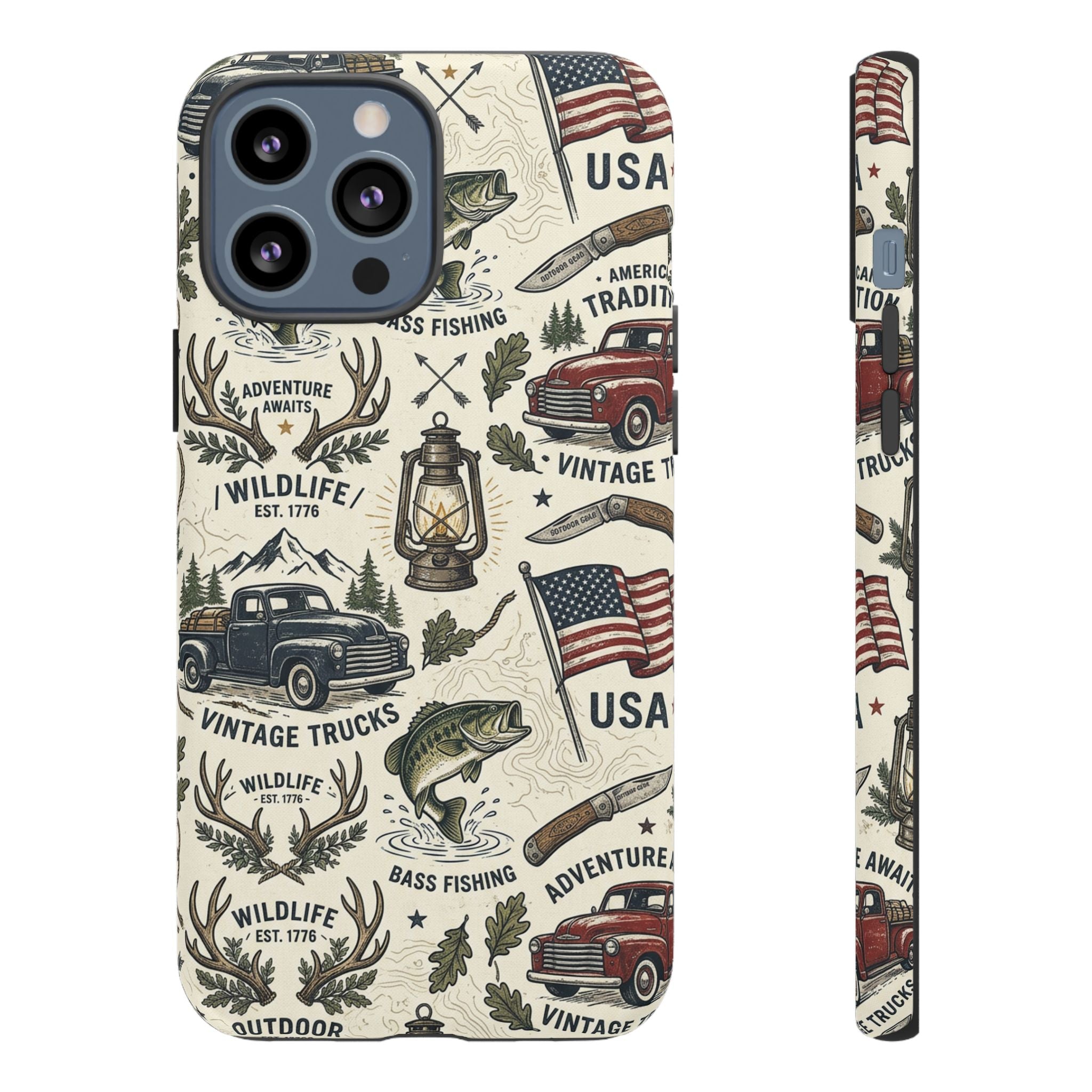 Patriotic Outdoors Phone Case – Bass Fishing & Vintage Americana Case Printify