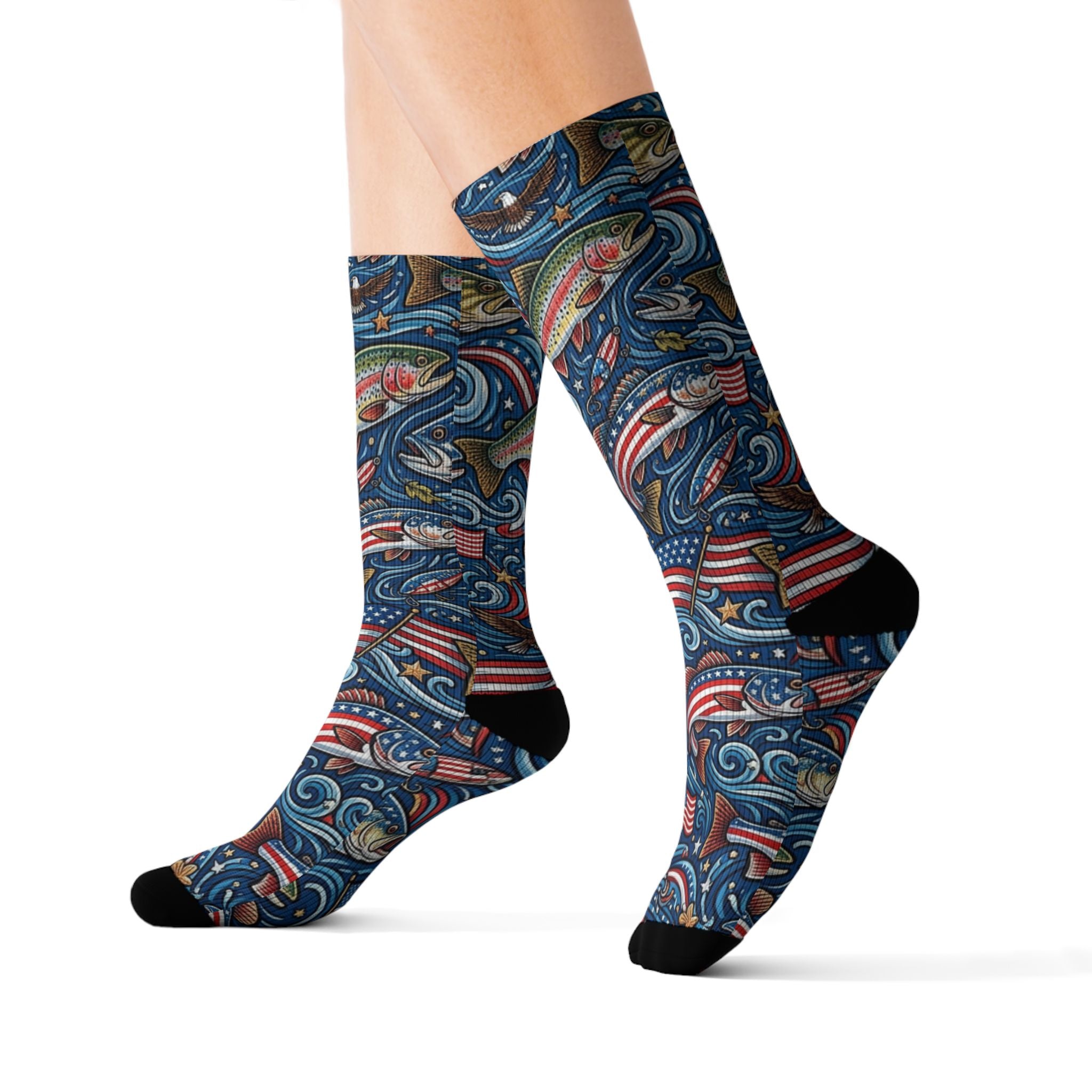 American Angler Performance Crew Socks – Patriotic Fishing Socks Printify