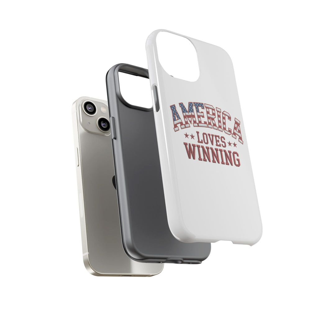 America Loves Winning Patriotic Phone Case – Tough Dual Layer iPhone & Samsung Galaxy S26 Case