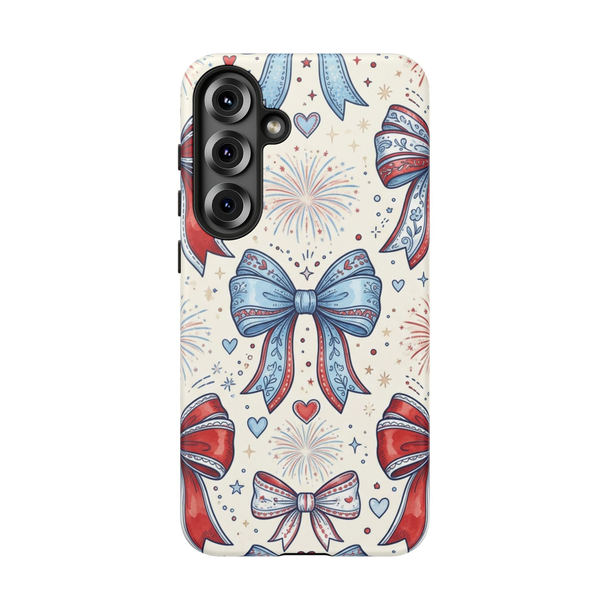 Patriotic Coquette Bows Phone Case – Americana Ribbon & Fireworks Design Printify
