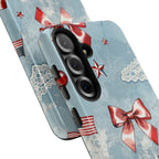 Americana Coquette Cherry Bow Phone Case Printify