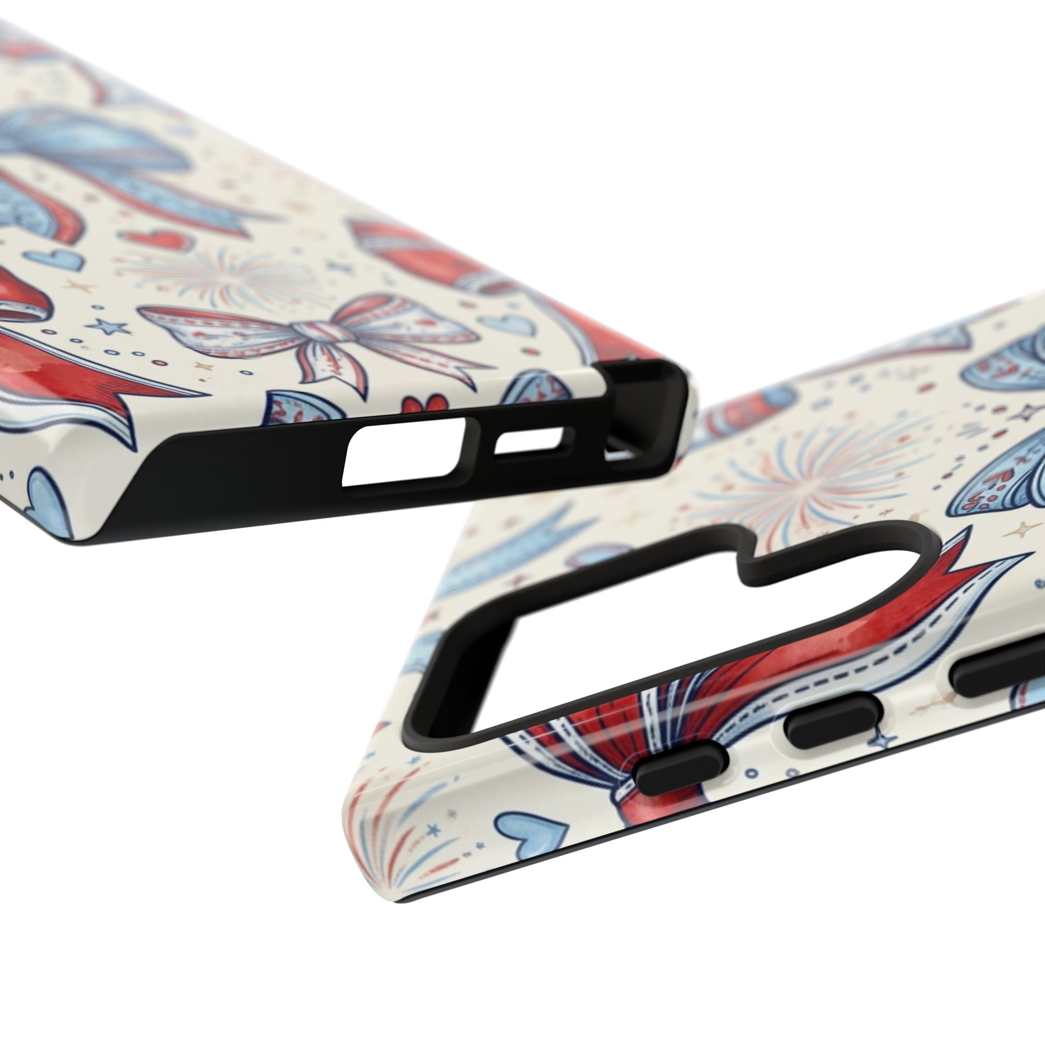 Patriotic Coquette Bows Phone Case – Americana Ribbon & Fireworks Design Printify