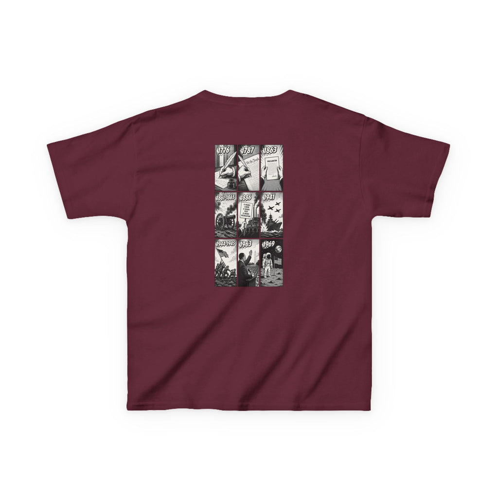 America Comic Book History Kids Tee Printify
