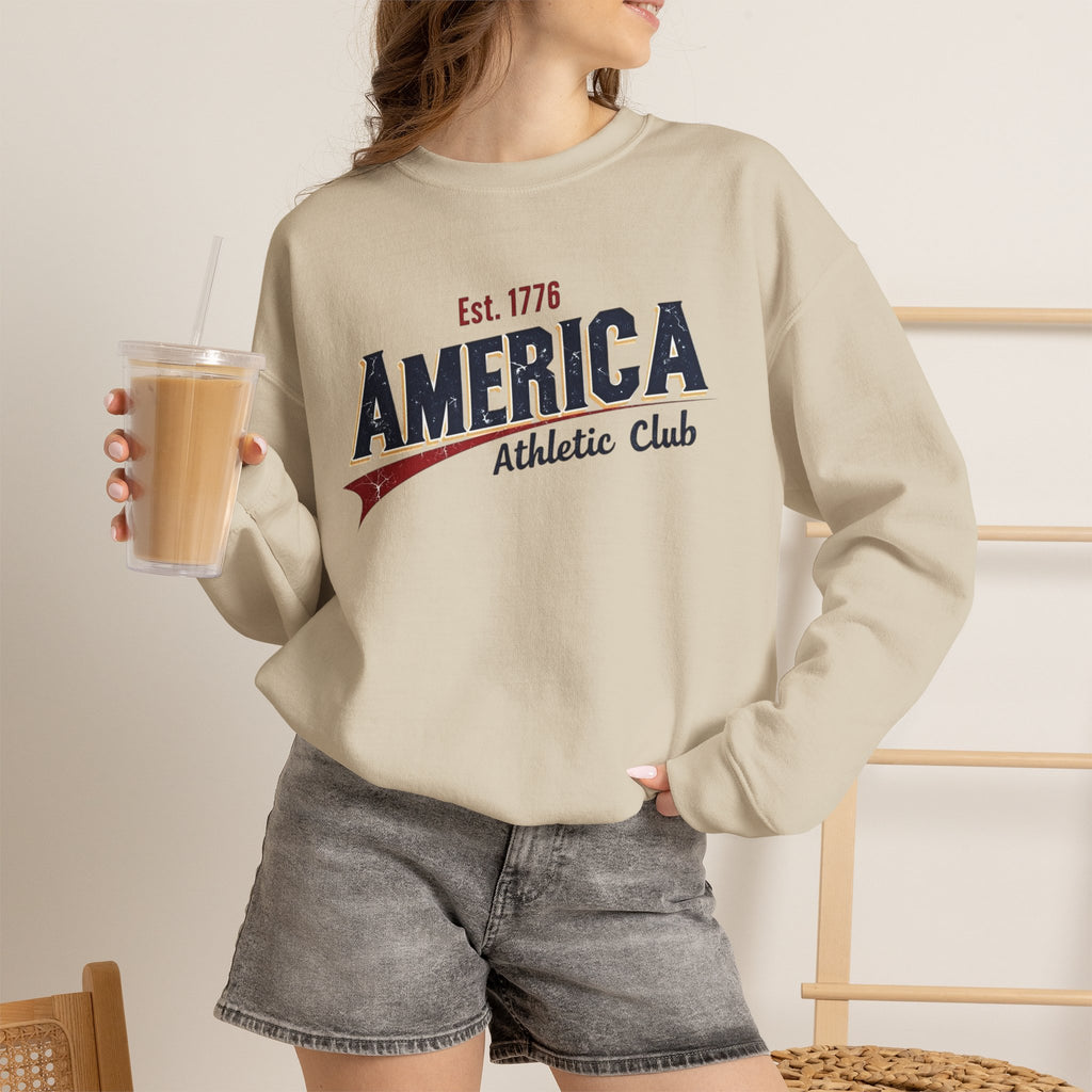 America Athletic Club Heritage Crewneck – Vintage Americana Sweatshirt Printify