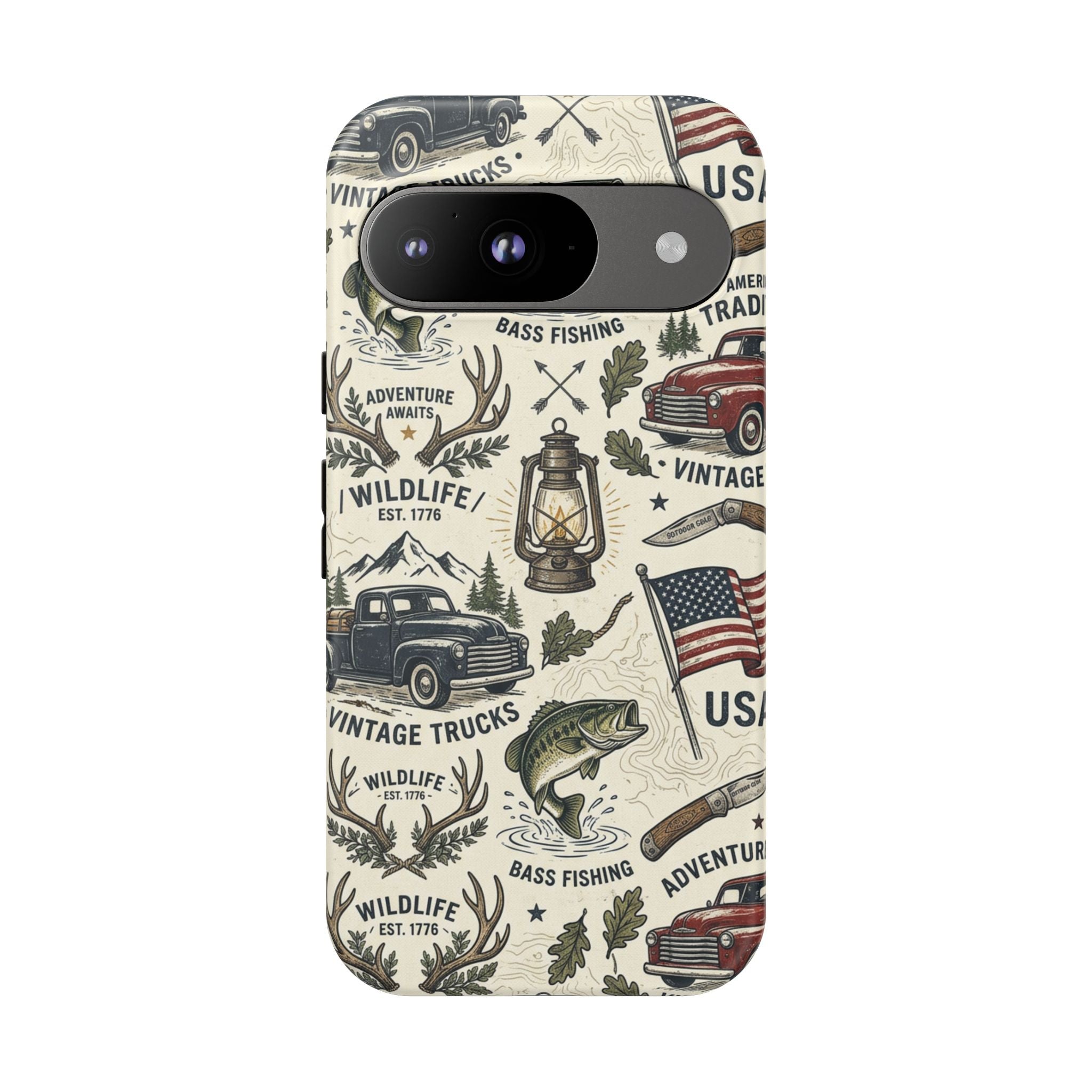 Patriotic Outdoors Phone Case – Bass Fishing & Vintage Americana Case Printify