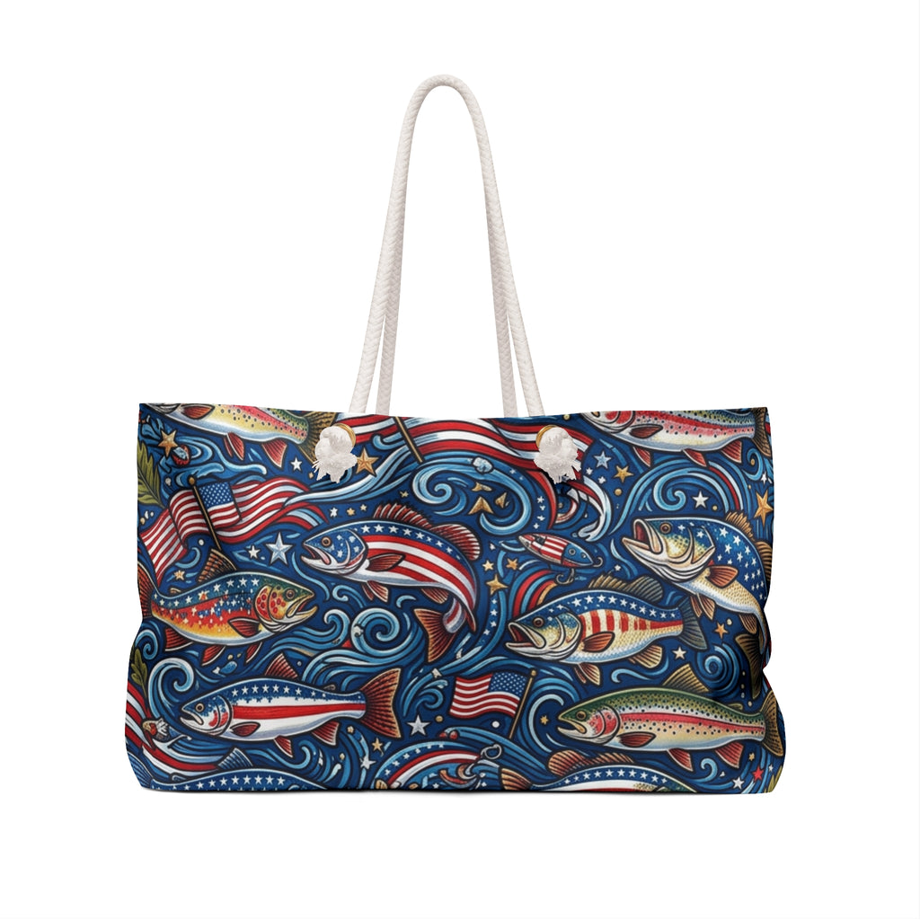 Patriotic Angler Weekender Tote Printify