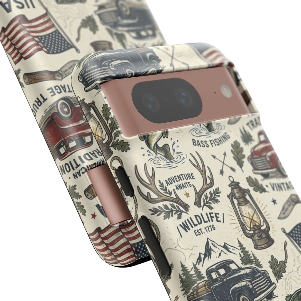 Patriotic Outdoors Phone Case – Bass Fishing & Vintage Americana Case Printify