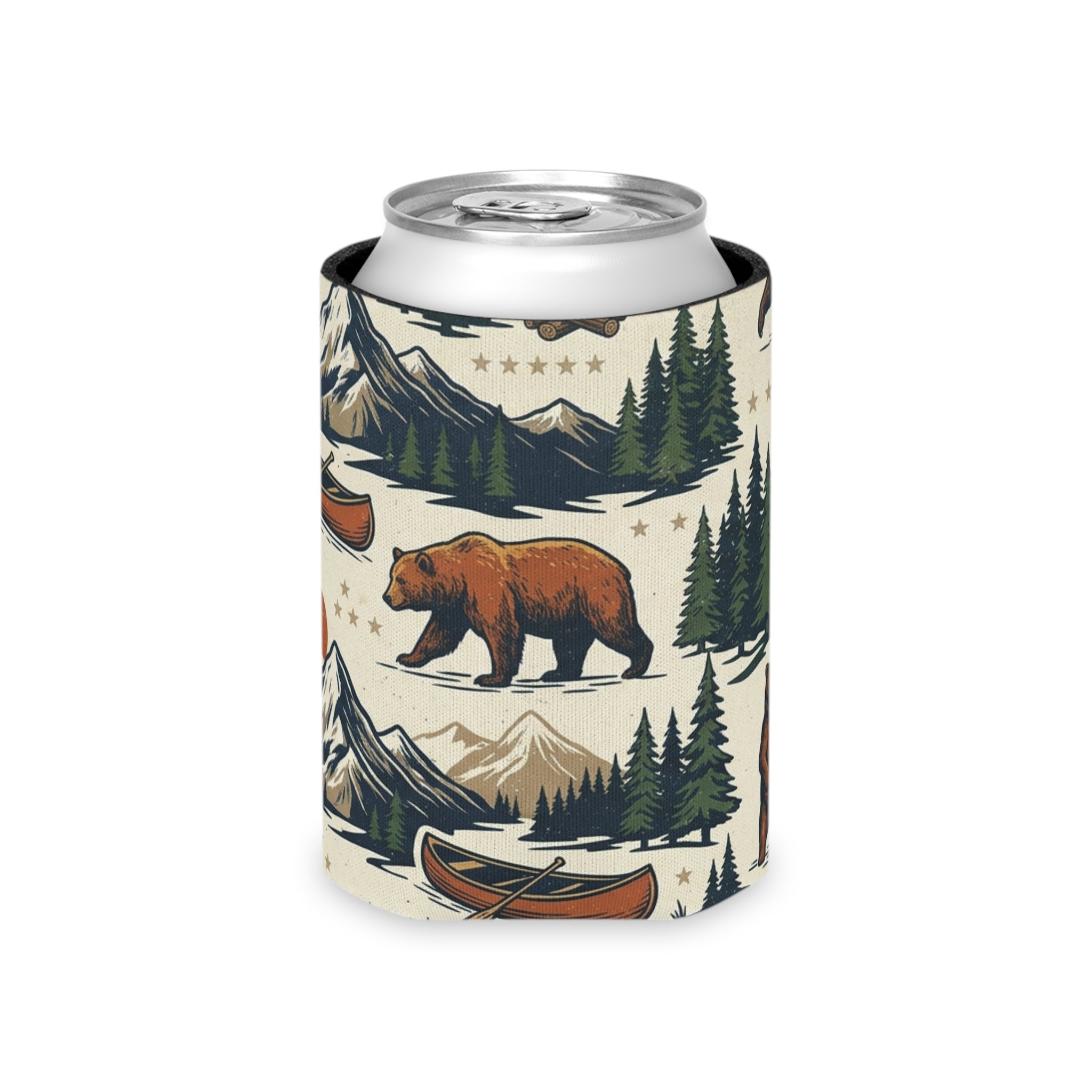 Mountain Wilderness Bear Can Cooler Printify