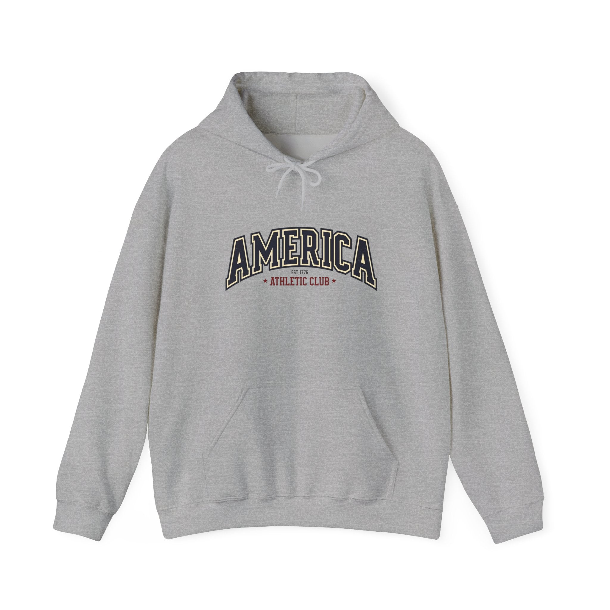 America Athletic Club Heavy Blend Hoodie – Vintage Collegiate Patriotic Sweatshirt Printify