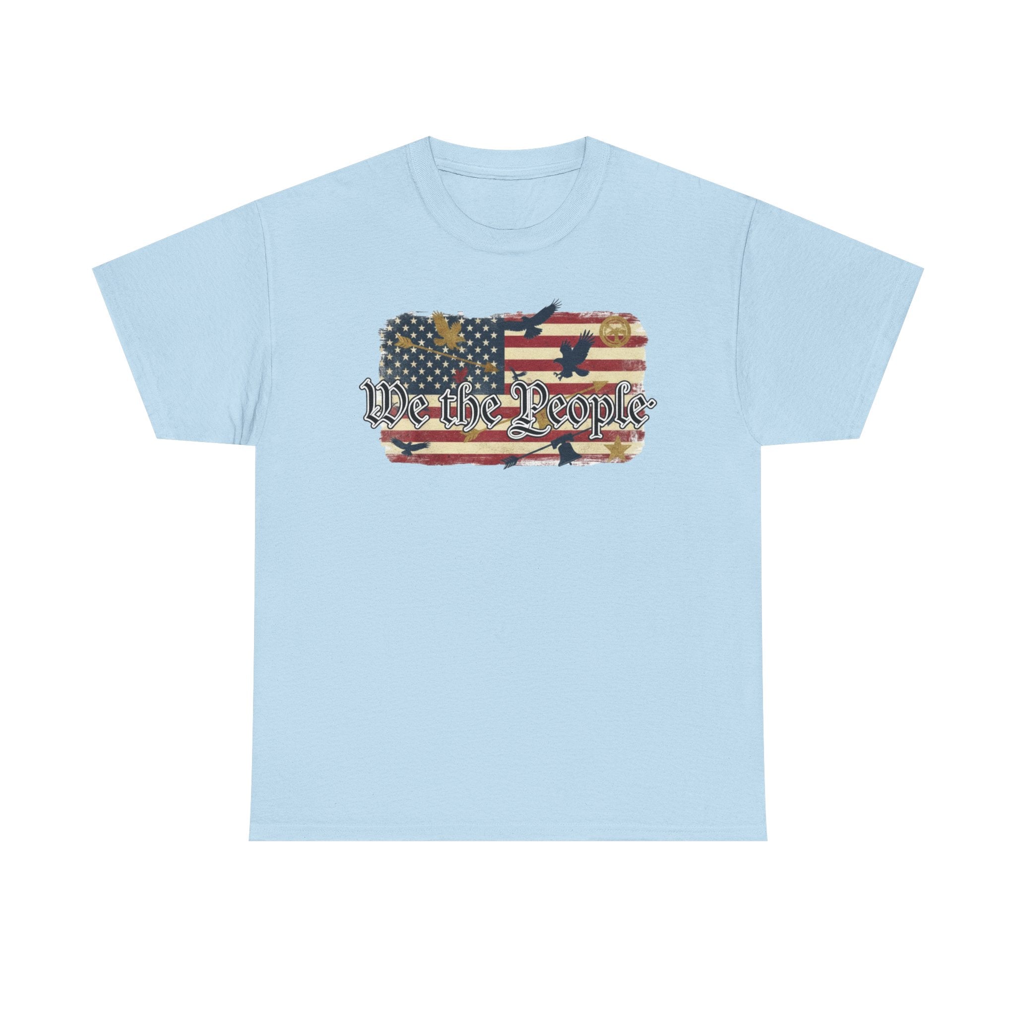 We The People American Flag Patriotic T-Shirt – Light Colors Unisex Heavy Cotton Tee