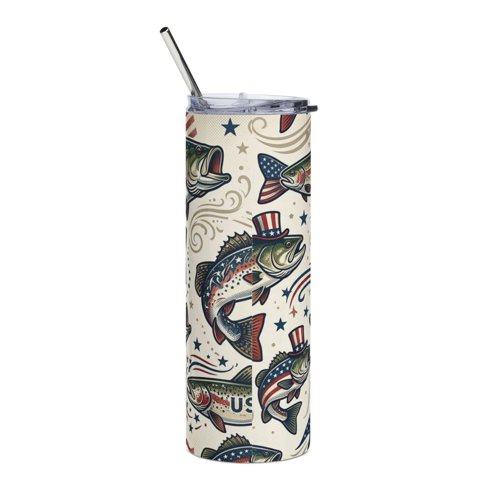 Patriotic Bass Fish 20oz Stainless Steel Tumbler Printify