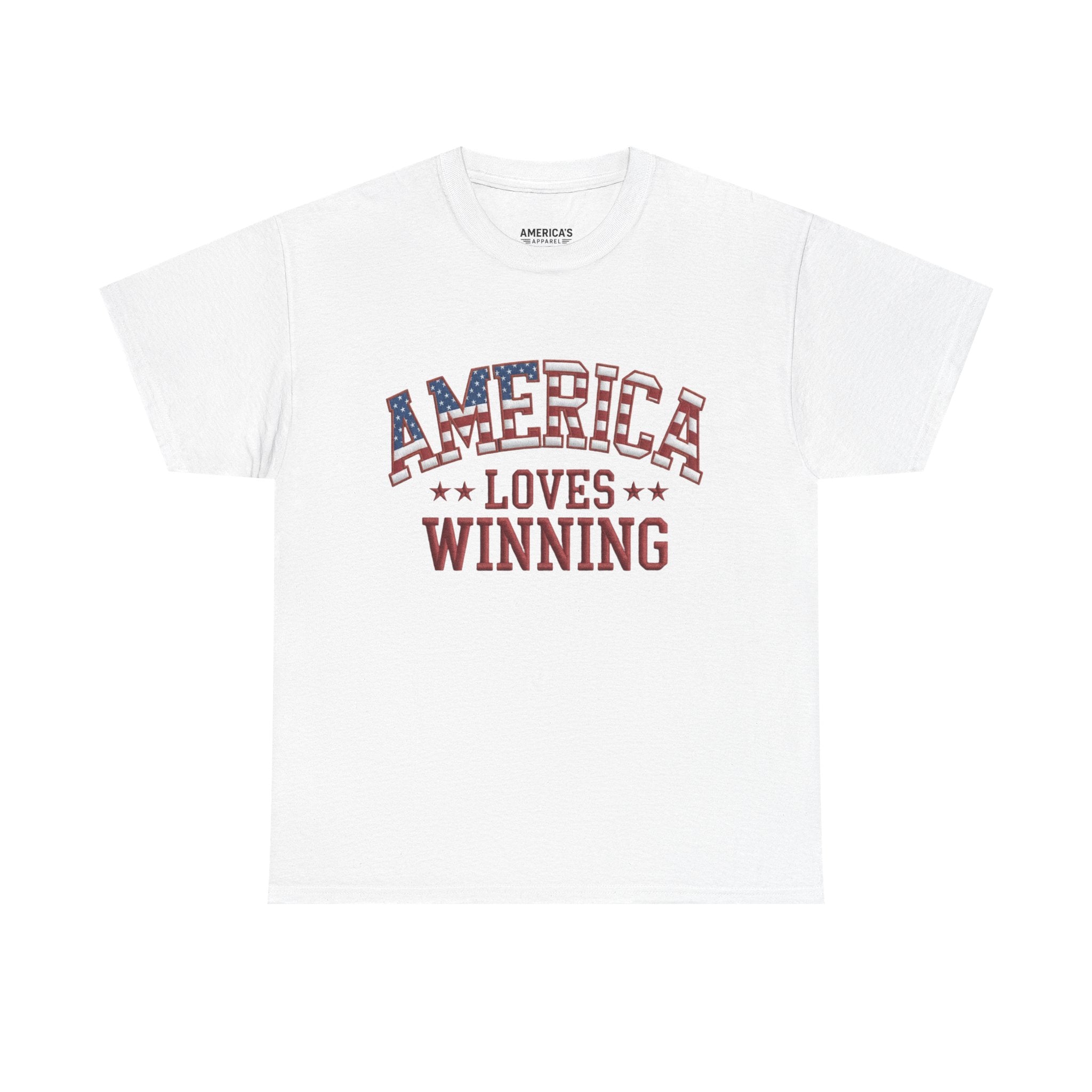 America Loves Winning! Patriotic Unisex Heavy Cotton T-Shirt Printify