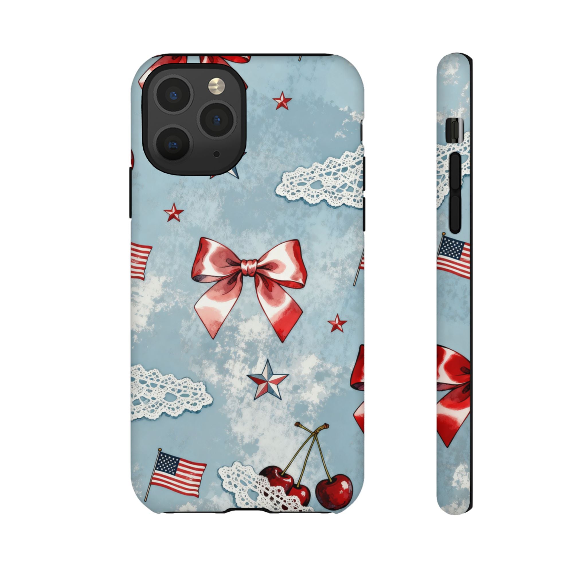 Americana Coquette Cherry Bow Phone Case Printify
