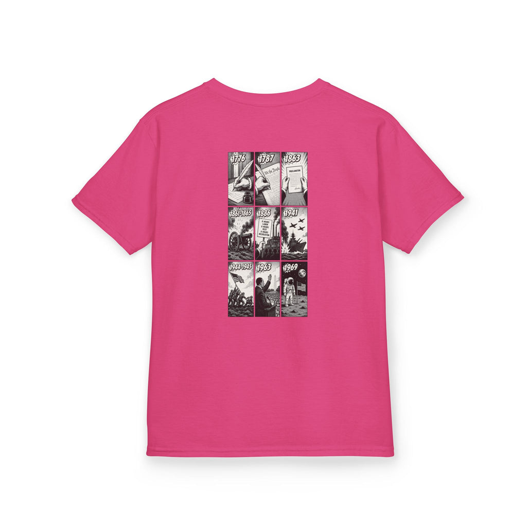America Comic Book History Kids Tee Printify