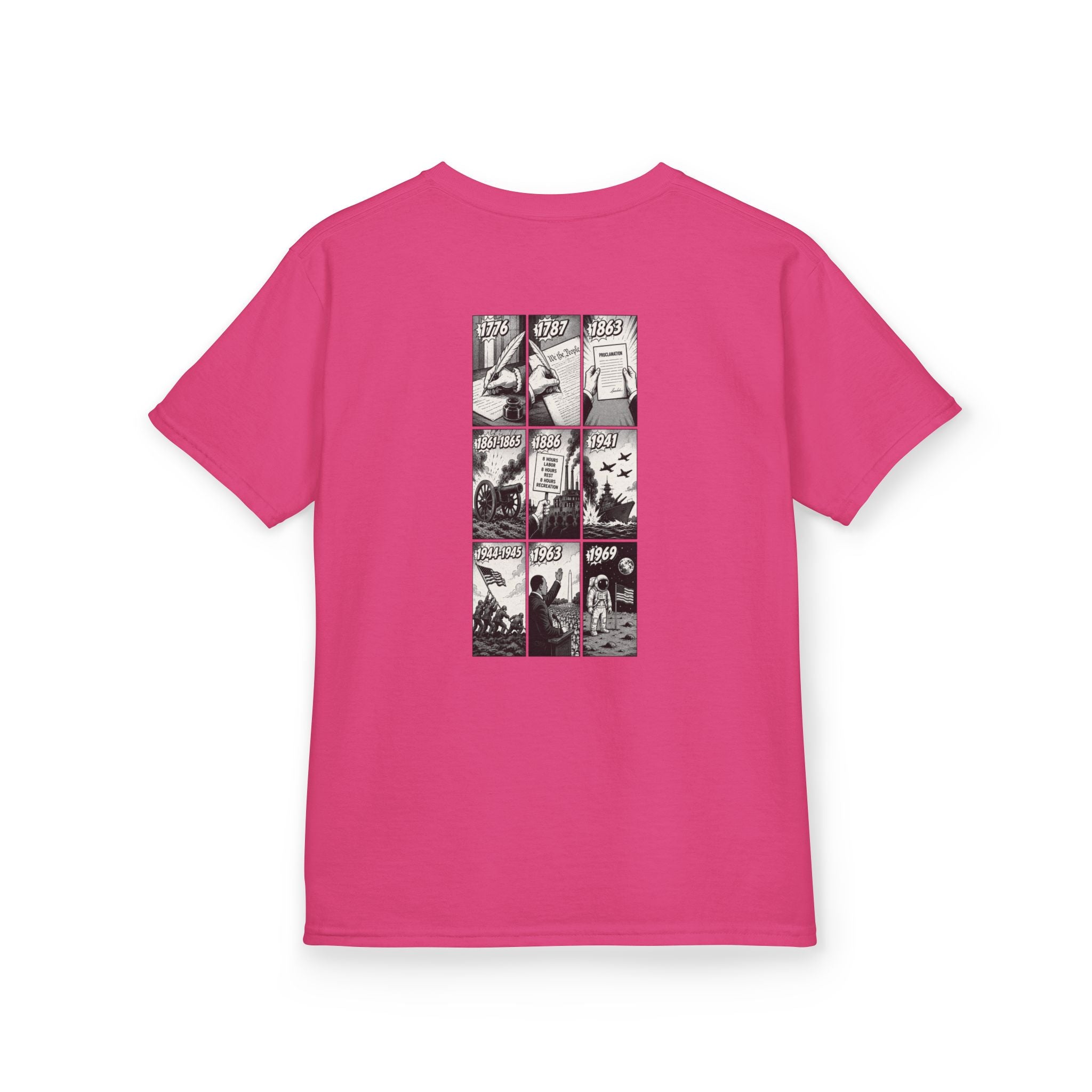 America Comic Book History Kids Tee Printify