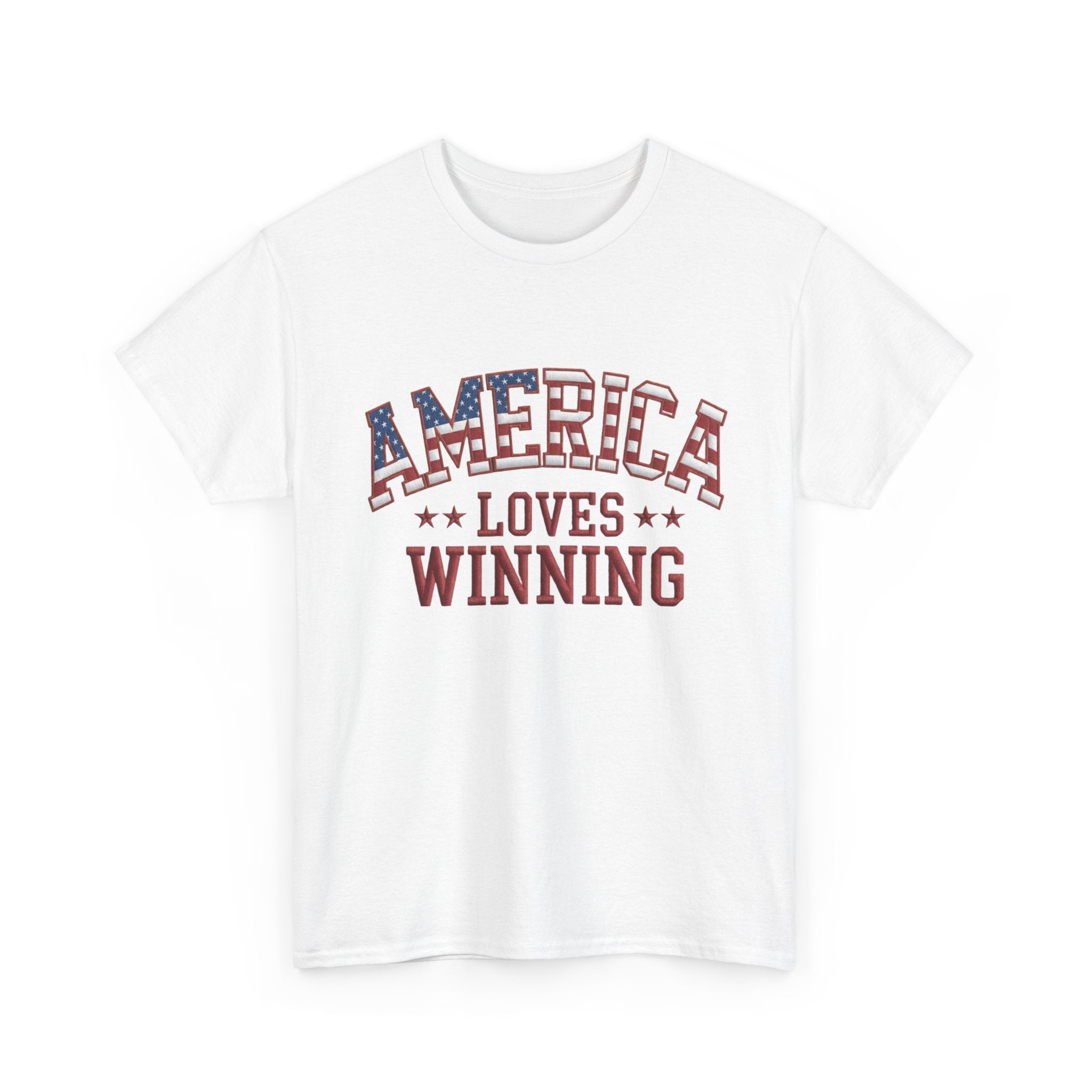 America Loves Winning! Patriotic Unisex Heavy Cotton T-Shirt – Gildan 5000 Classic Fit