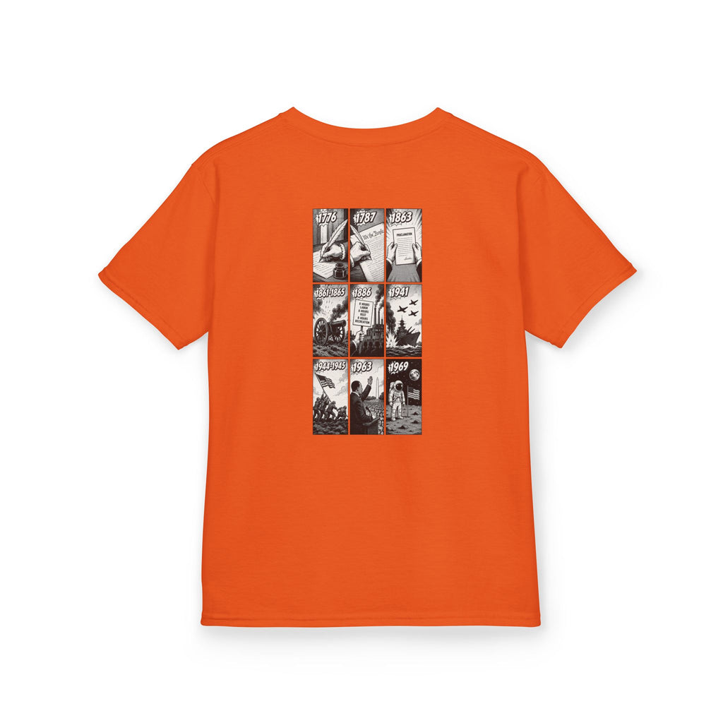 America Comic Book History Kids Tee Printify