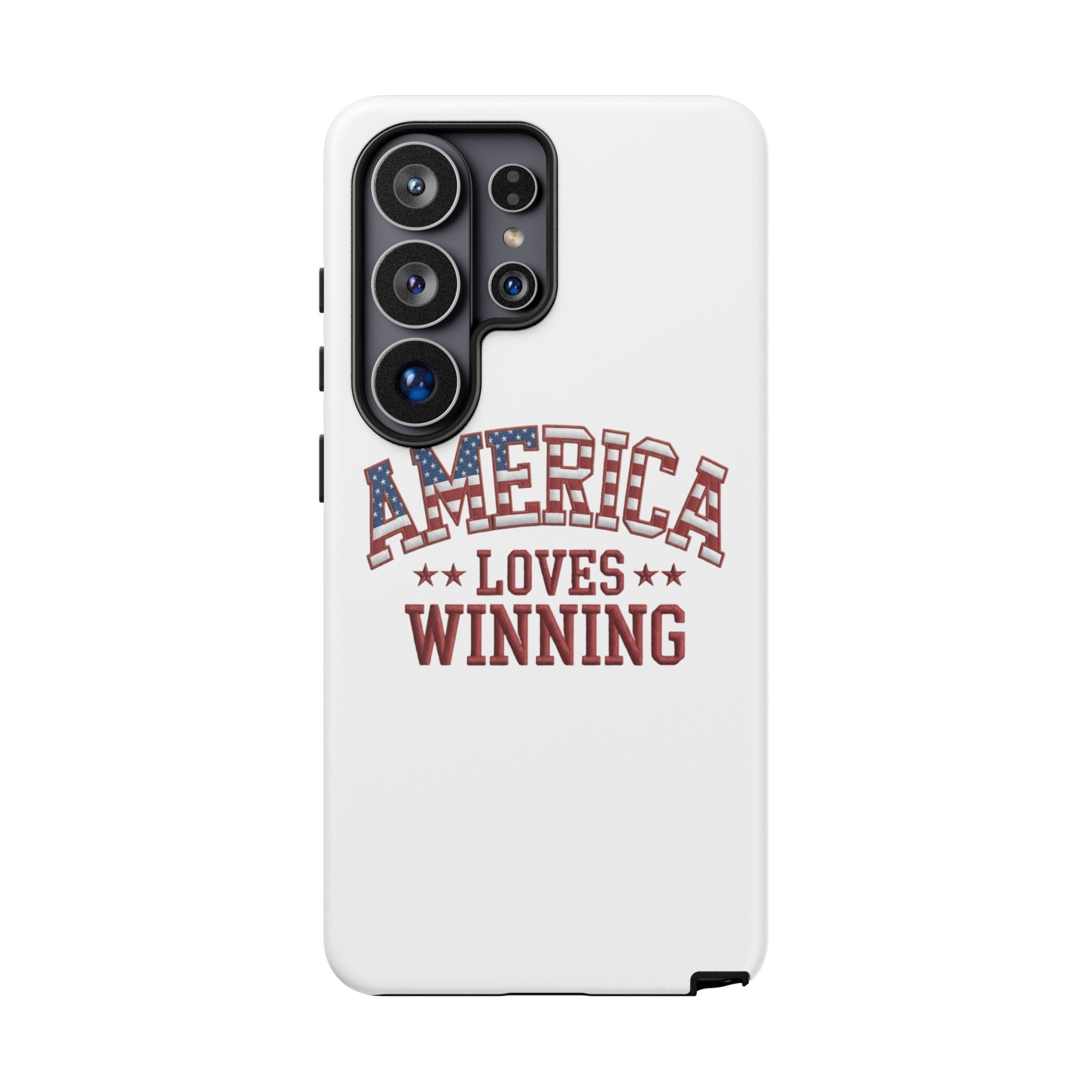 America Loves Winning Patriotic Phone Case – Tough Dual Layer iPhone & Samsung Galaxy S26 Case
