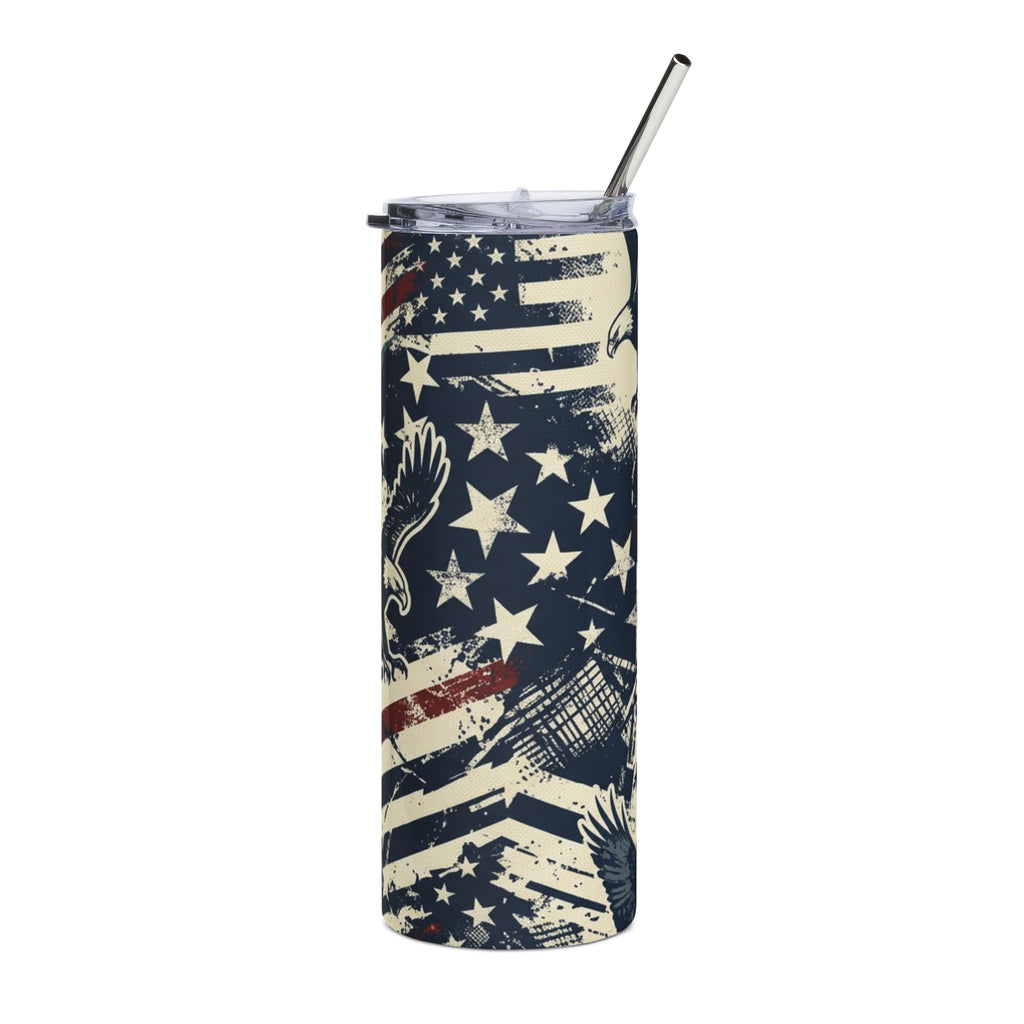 Freedom Camo Stainless Steel Tumbler — 20oz Patriotic Camo Travel Mug Printify