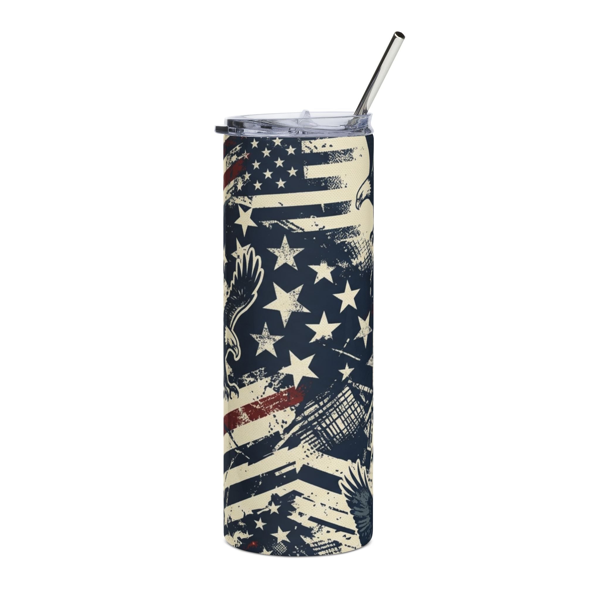 Freedom Camo Stainless Steel Tumbler — 20oz Patriotic Camo Travel Mug Printify