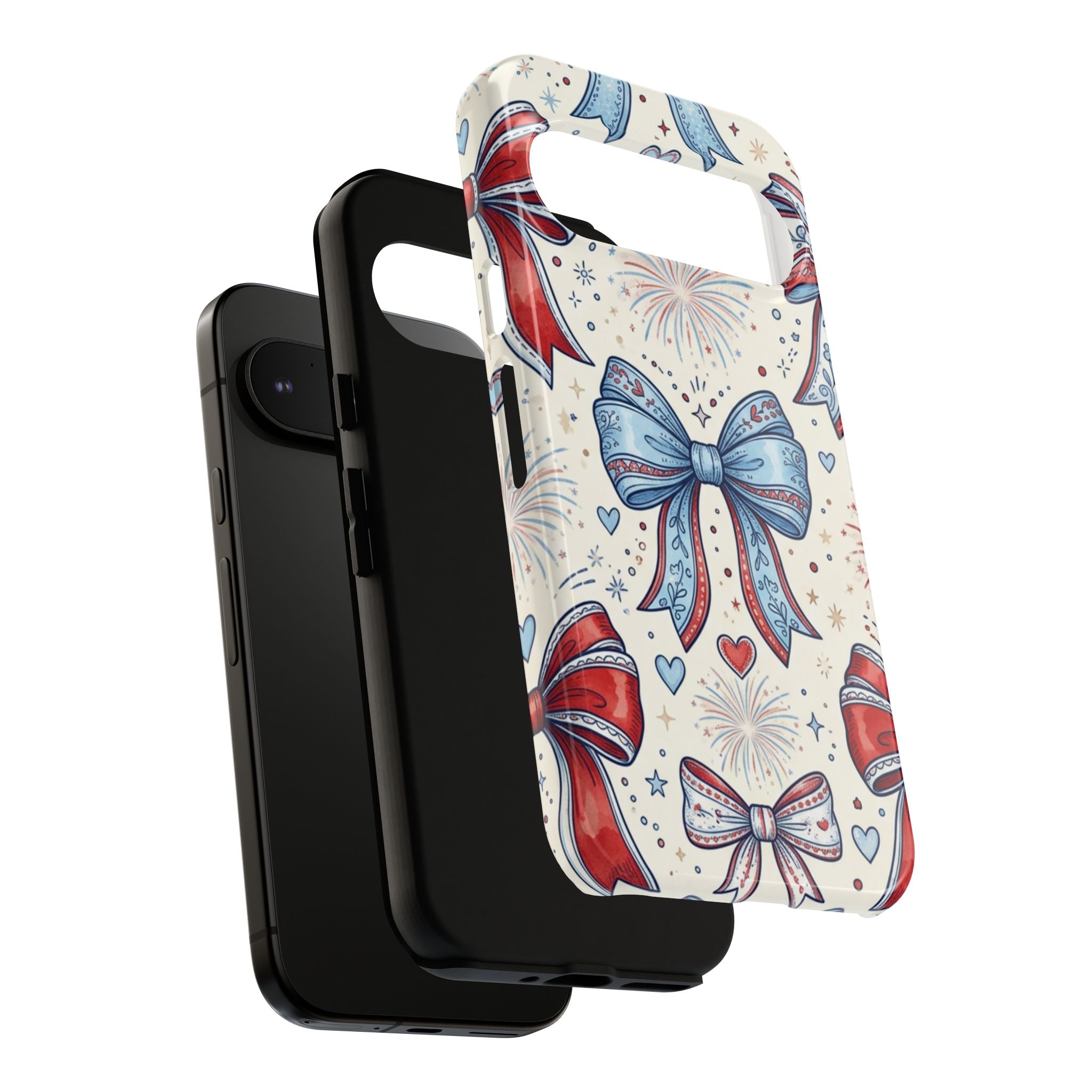 Patriotic Coquette Bows Phone Case – Americana Ribbon & Fireworks Design Printify