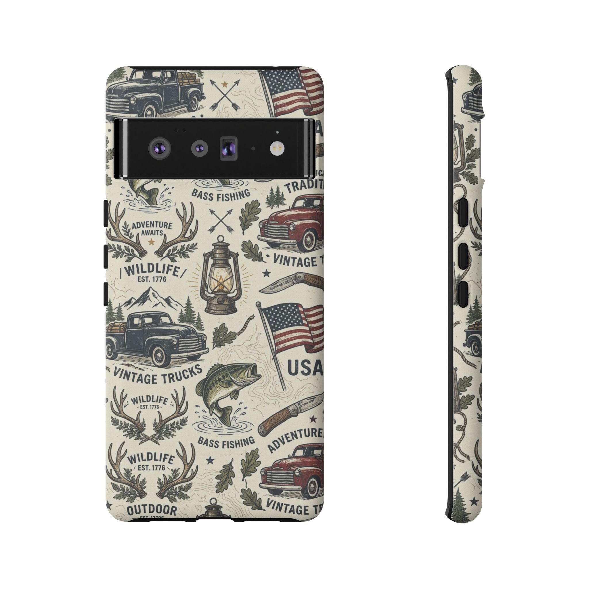 Patriotic Outdoors Phone Case – Bass Fishing & Vintage Americana Case Printify