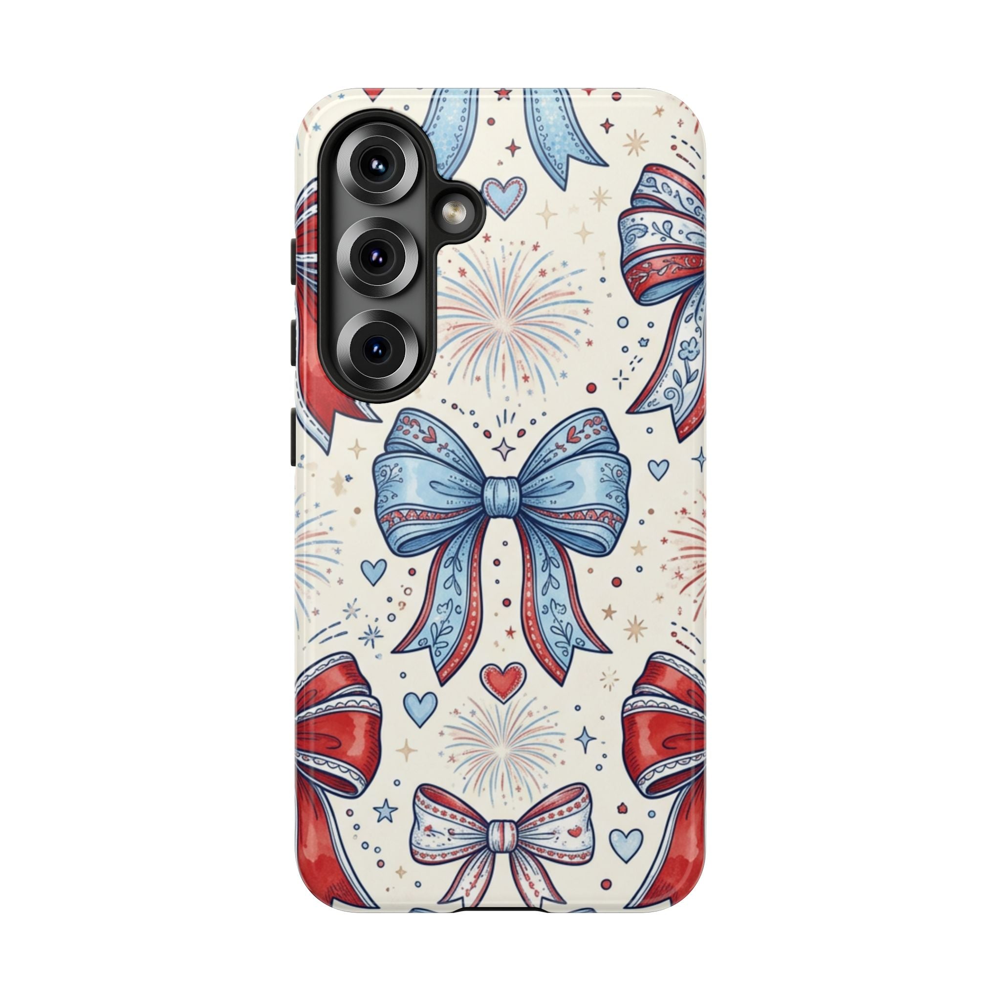 Patriotic Coquette Bows Phone Case – Americana Ribbon & Fireworks Design Printify