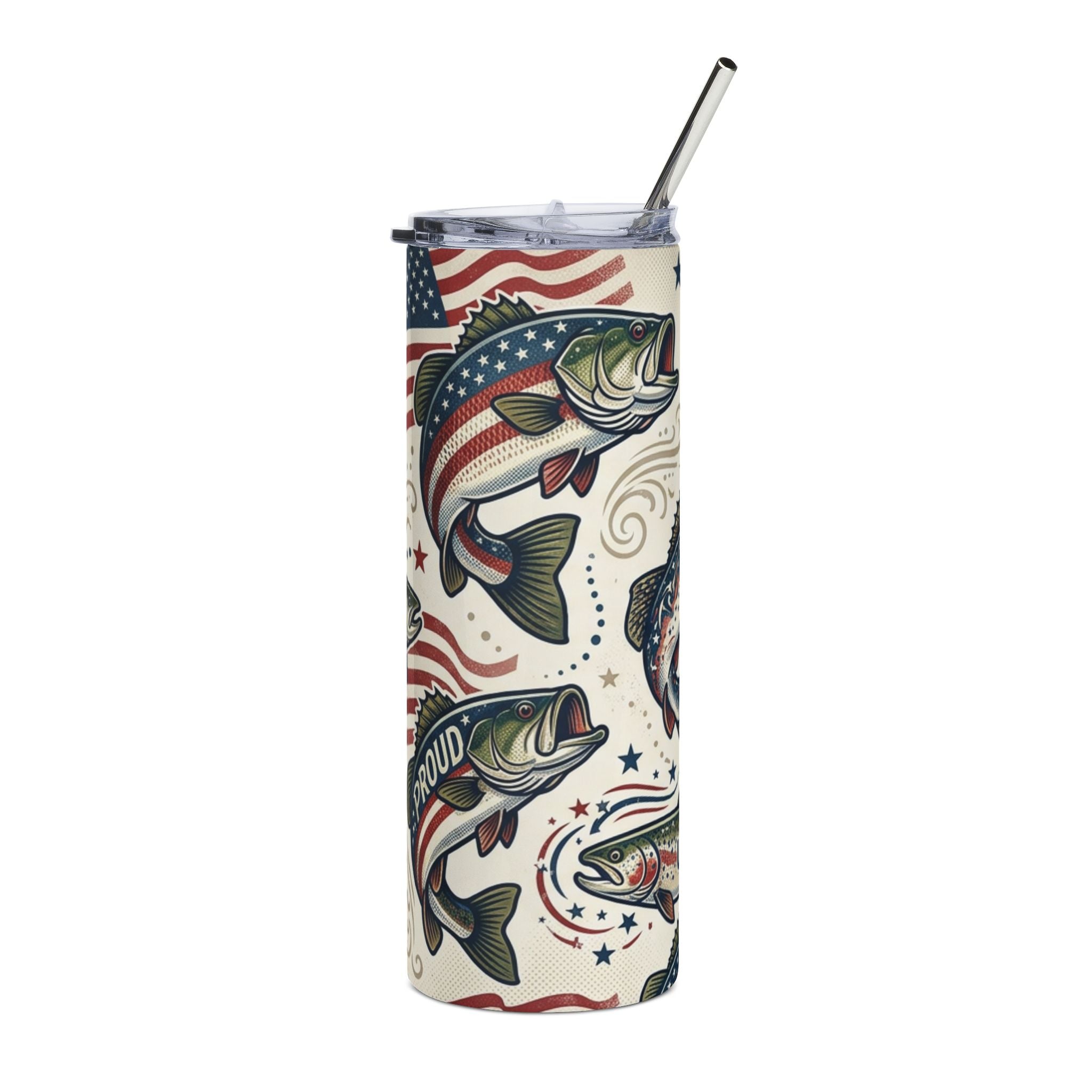 Patriotic Bass Fish 20oz Stainless Steel Tumbler Printify