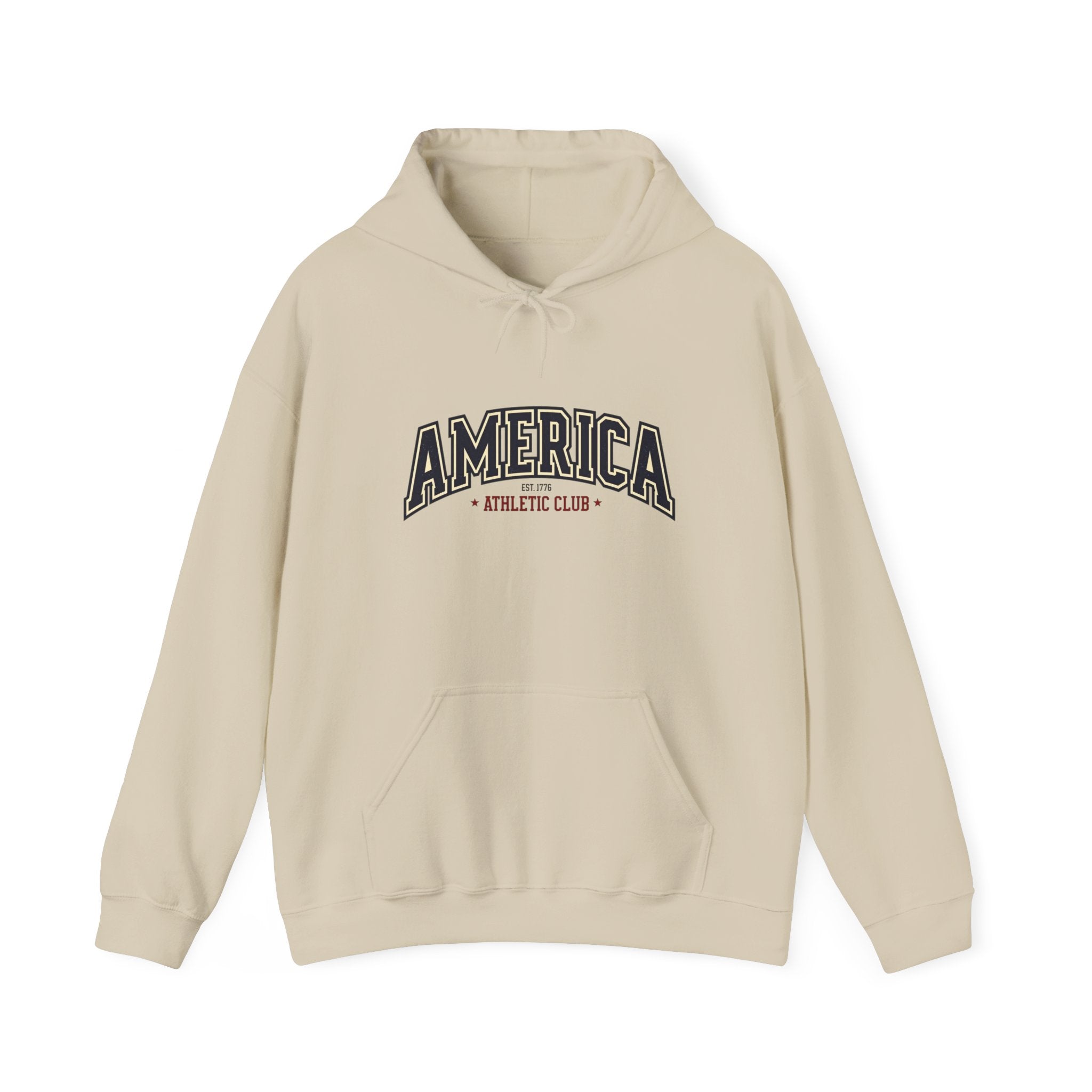 America Athletic Club Heavy Blend Hoodie – Vintage Collegiate Patriotic Sweatshirt Printify