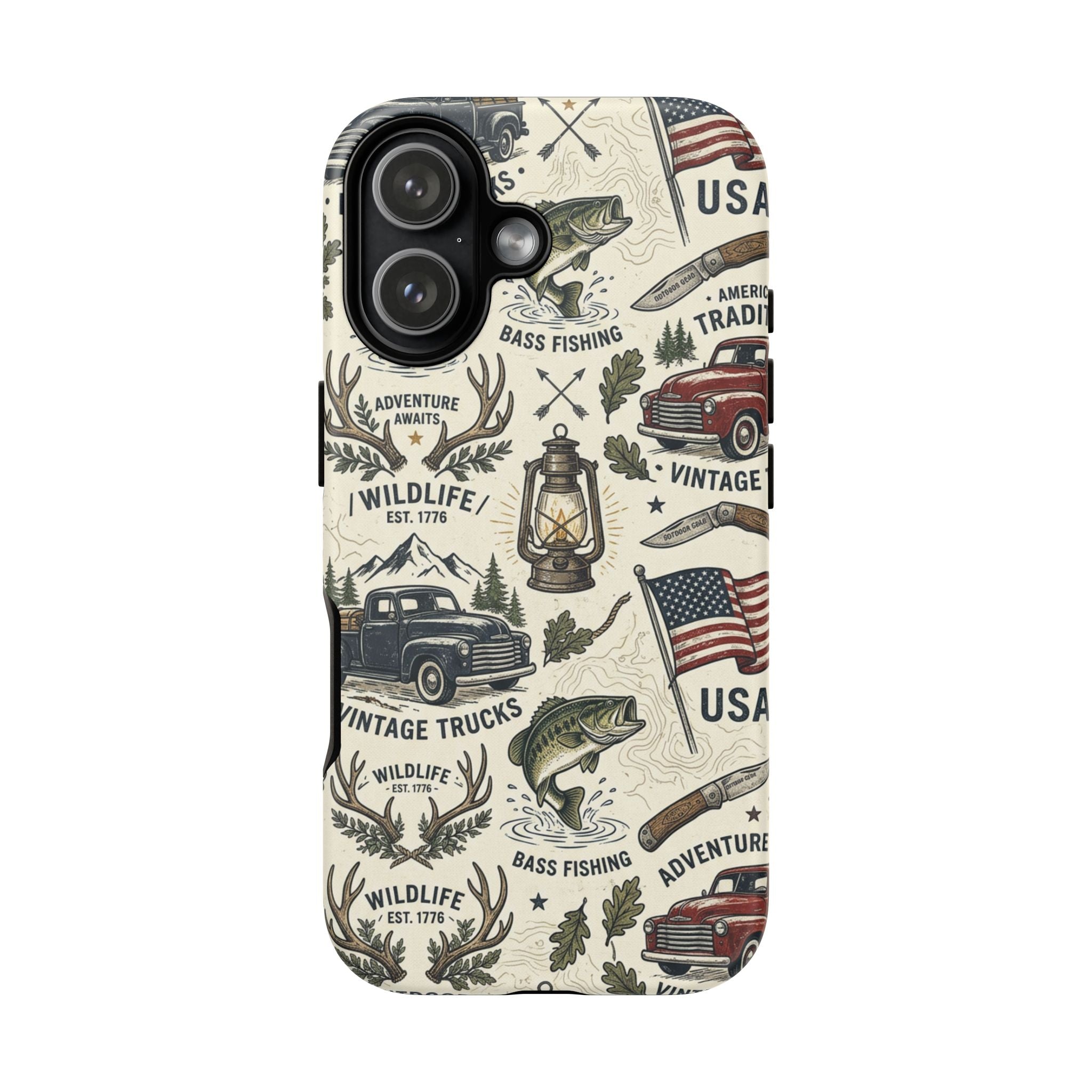 Patriotic Outdoors Phone Case – Bass Fishing & Vintage Americana Case Printify