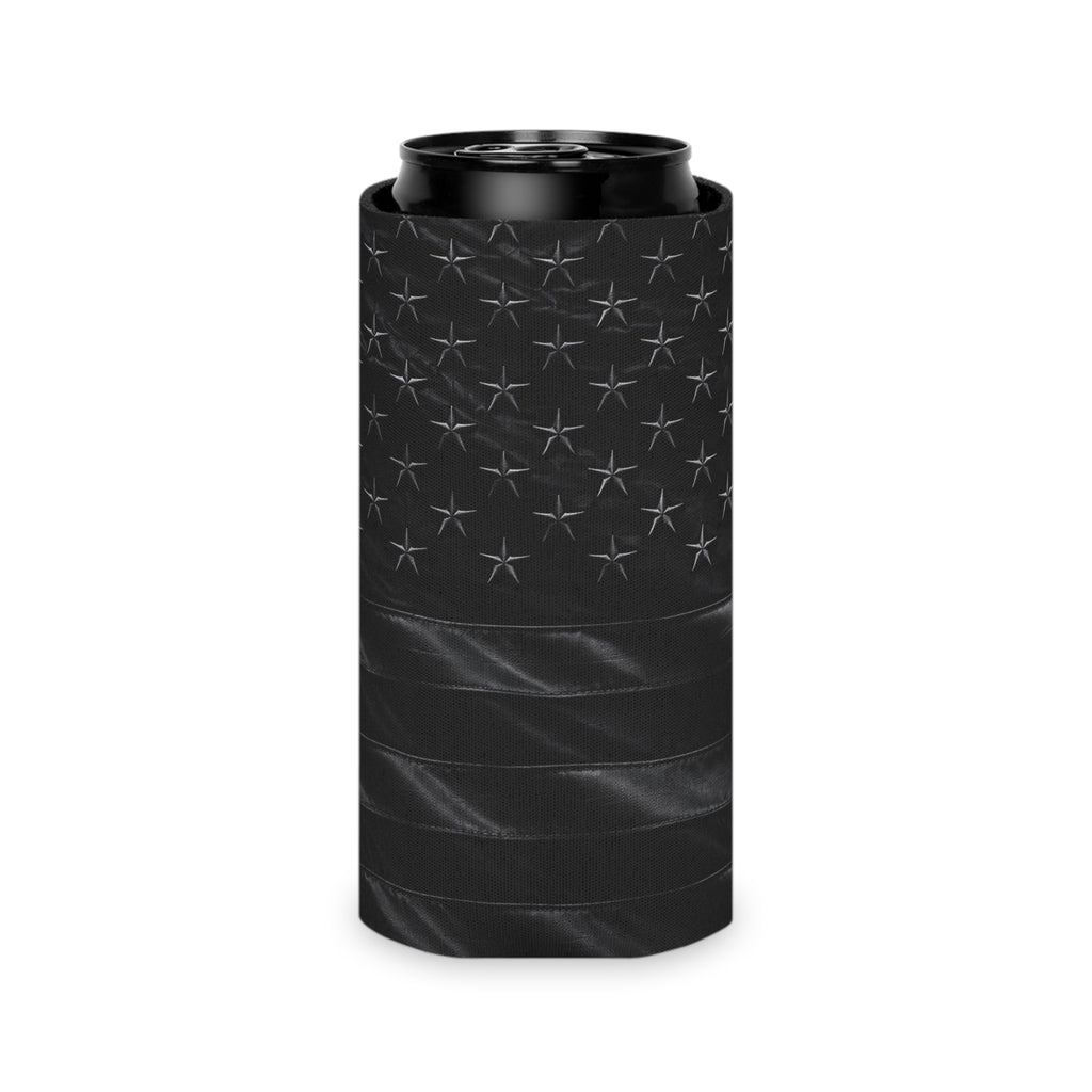 All-Black American Flag Can Cooler — Patriotic Koozie