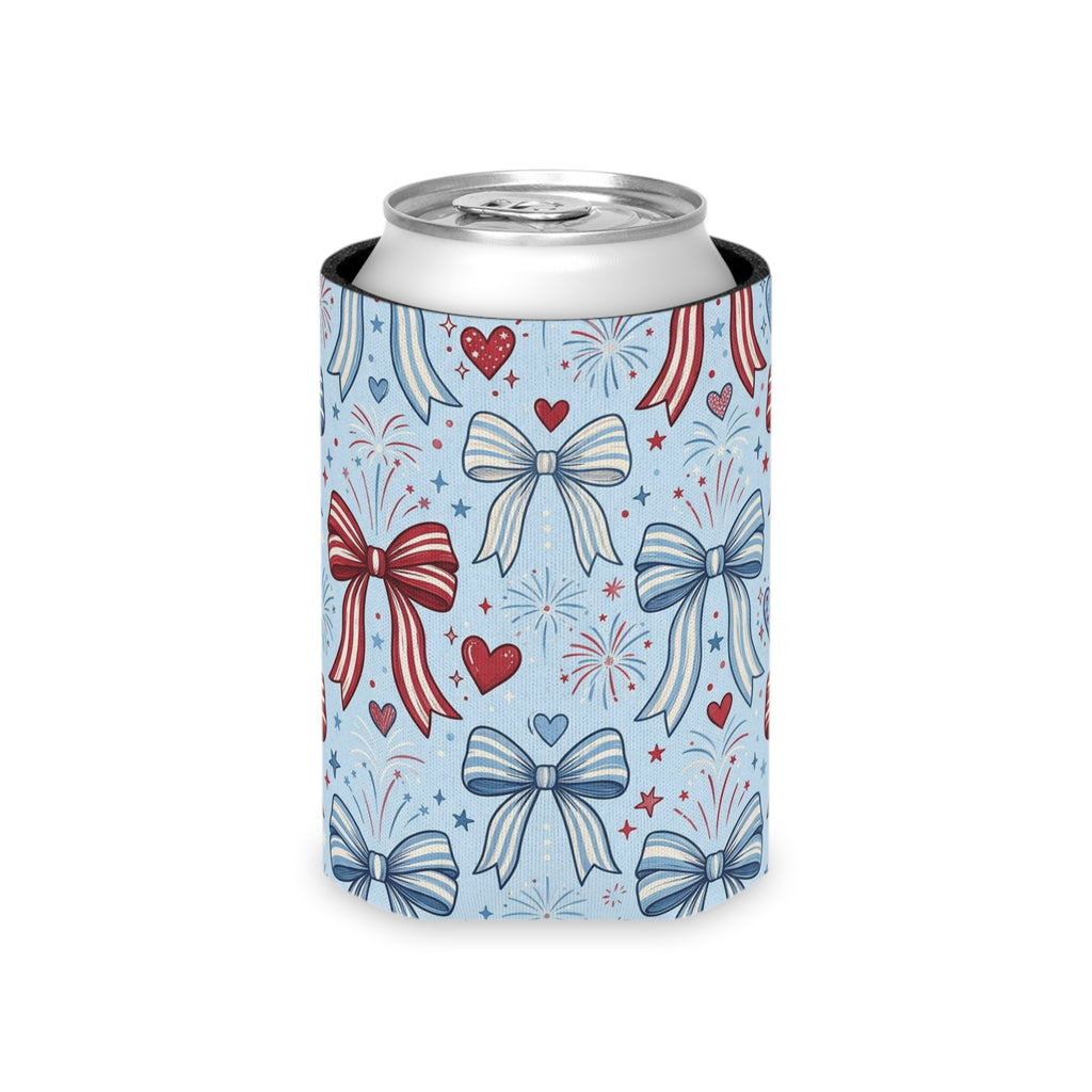 Patriotic Coquette Bows Can Cooler Printify