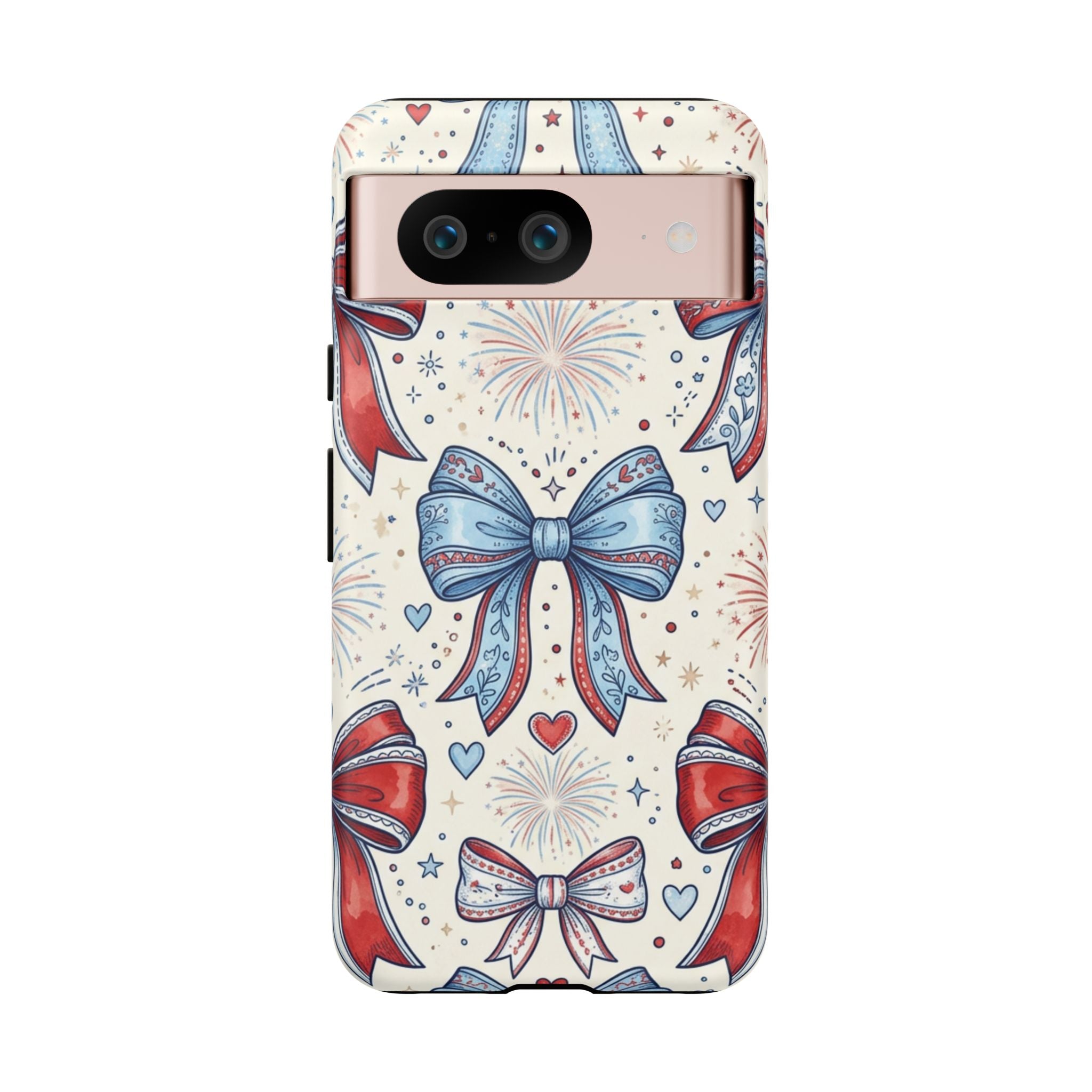 Patriotic Coquette Bows Phone Case – Americana Ribbon & Fireworks Design Printify