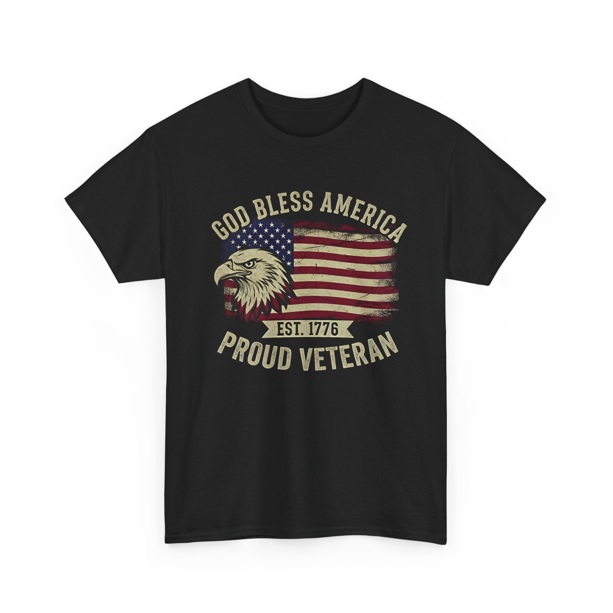 God Bless America Veterans Edition Patriotic T-Shirt – Vintage Eagle Flag Tee