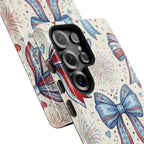 Patriotic Coquette Bows Phone Case – Americana Ribbon & Fireworks Design Printify