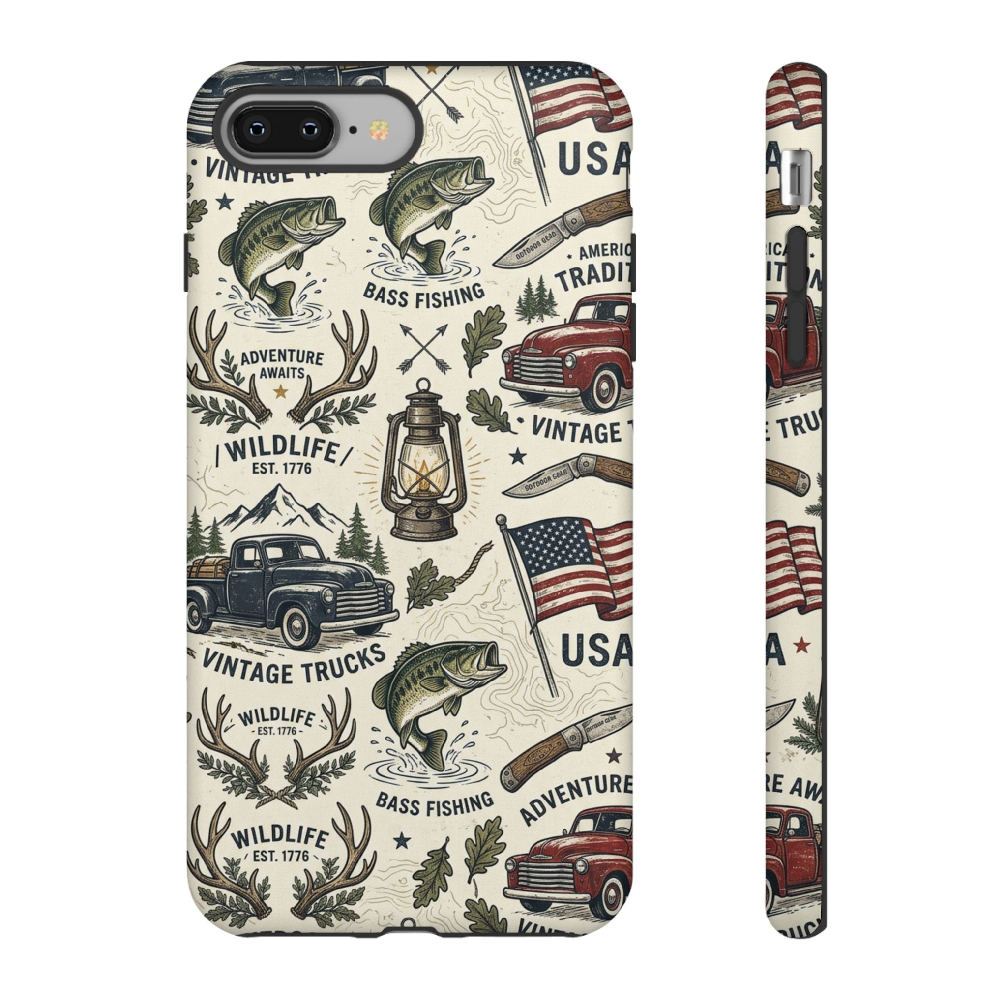 Patriotic Outdoors Phone Case – Bass Fishing & Vintage Americana Case Printify