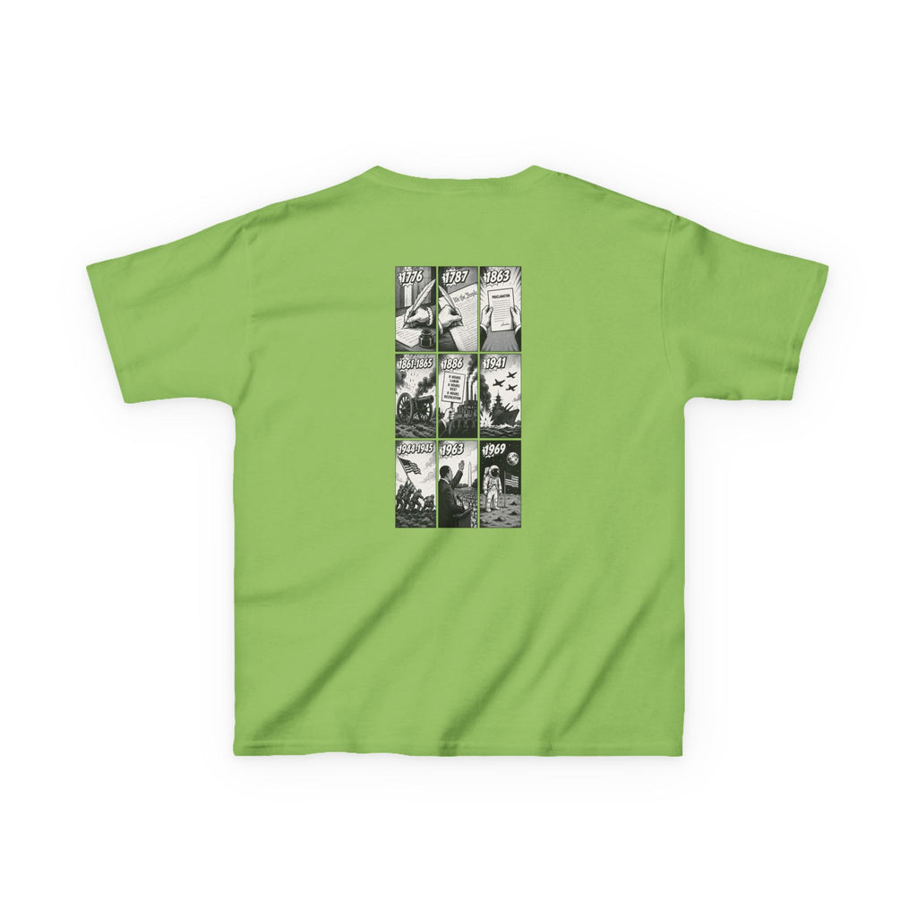 America Comic Book History Kids Tee Printify