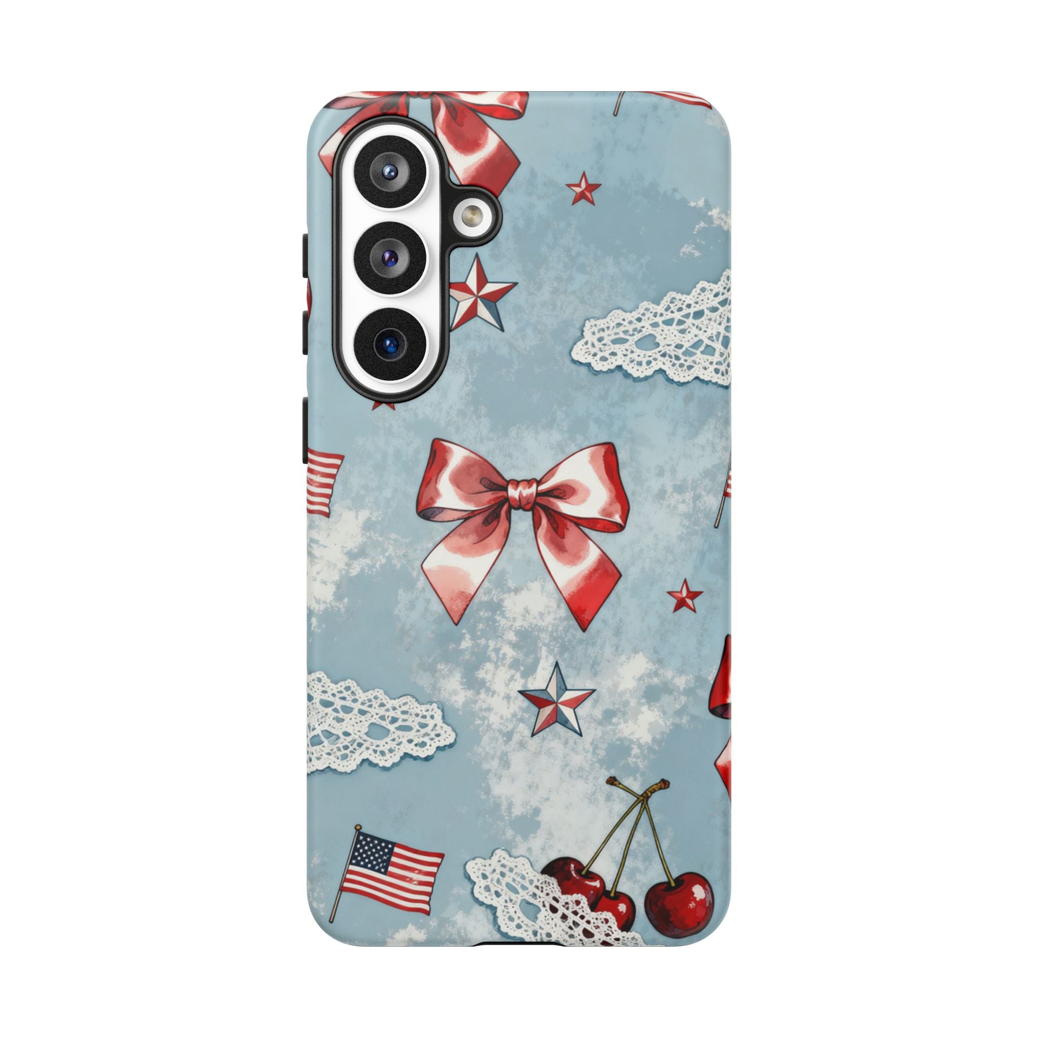 Americana Coquette Cherry Bow Phone Case Printify