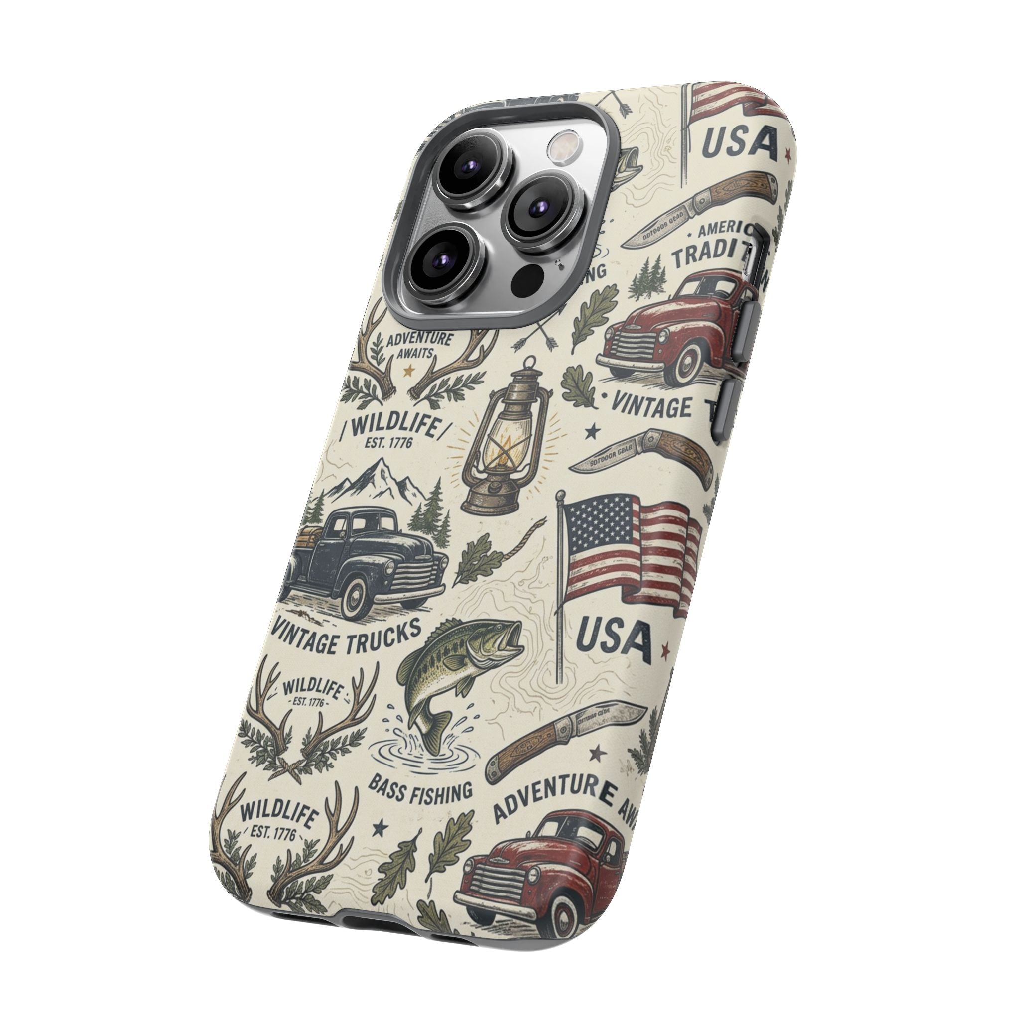 Patriotic Outdoors Phone Case – Bass Fishing & Vintage Americana Case Printify