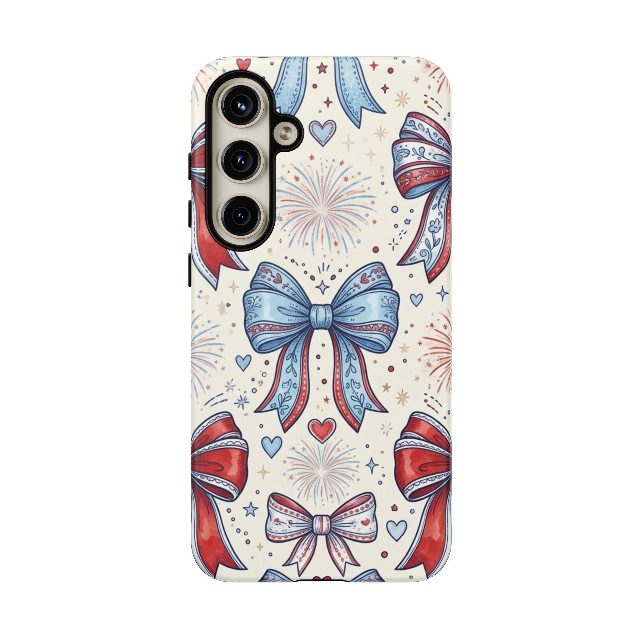 Patriotic Coquette Bows Phone Case – Americana Ribbon & Fireworks Design Printify