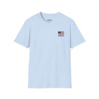American Flag Pocket T-Shirt — "America's" Small Logo Patriotic Tee Printify