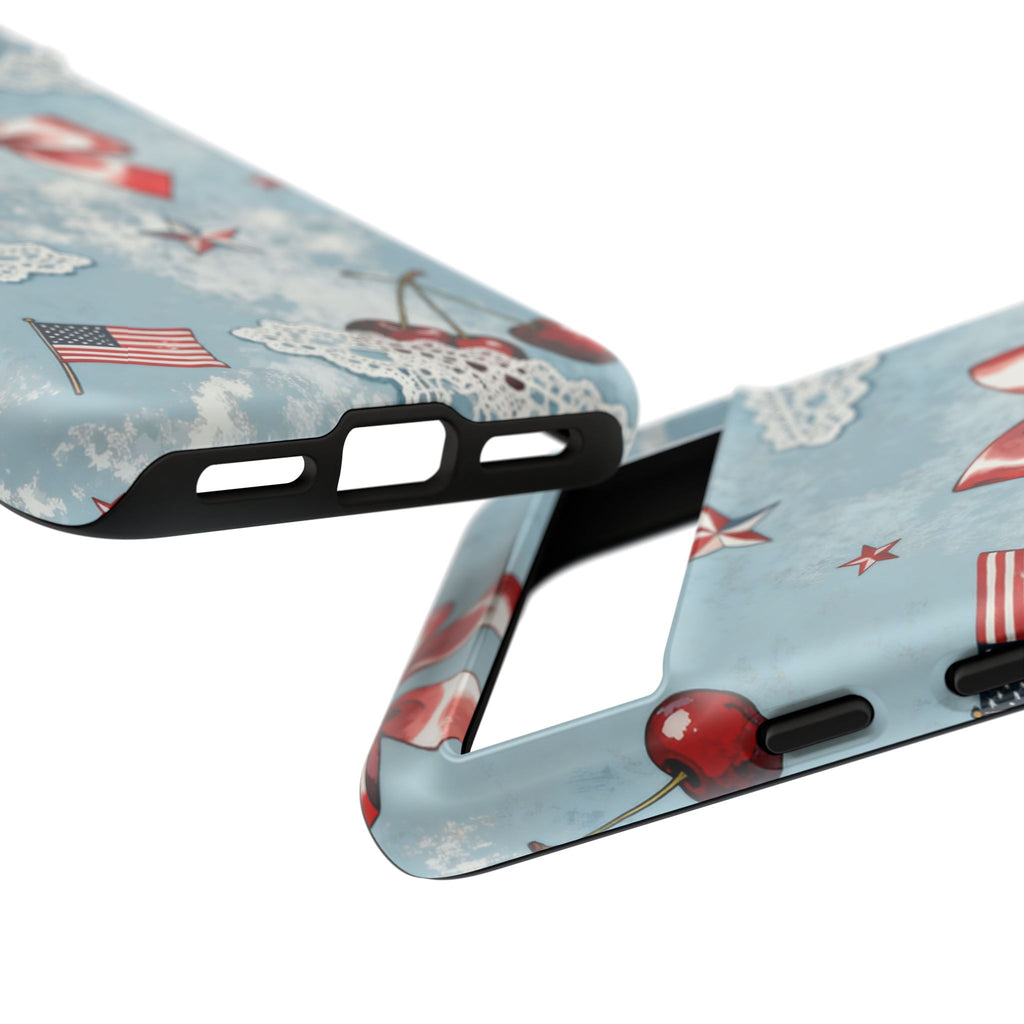 Americana Coquette Cherry Bow Phone Case Printify