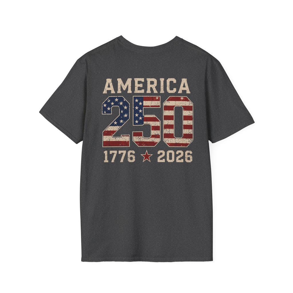 American Flag Pocket T-Shirt — "America's" Small Logo Patriotic Tee Printify